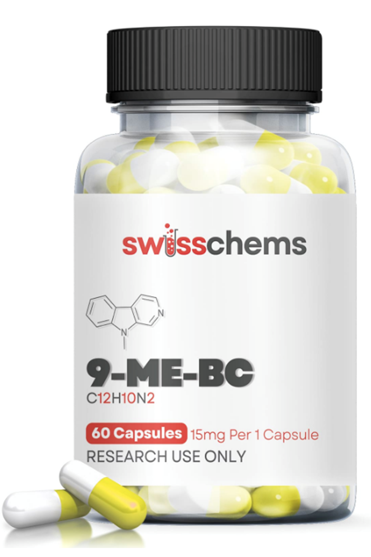 SwissChems  9-Me-BC (9mbc), (15mg/capsule) 60 Capsules.Orj Usa Firma Ürünü.90.