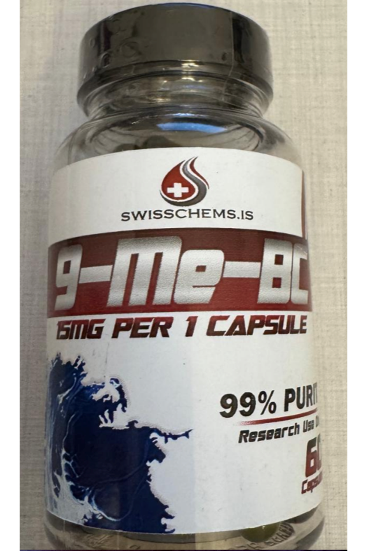 SwissChems  9-Me-BC (9mbc), (15mg/capsule) 60 Capsules.Orj Usa Firma Ürünü.90.