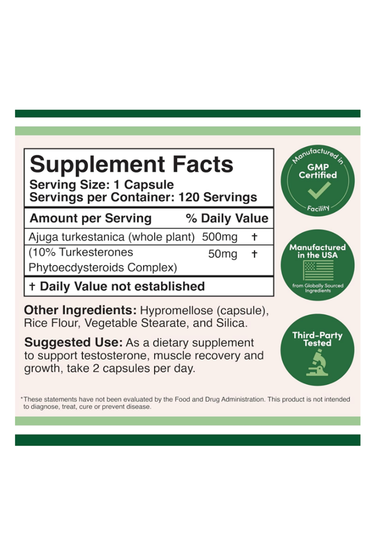 Double Wood TURK 500 Turkesterone Supplement 500mg, 120 Capsul.52.