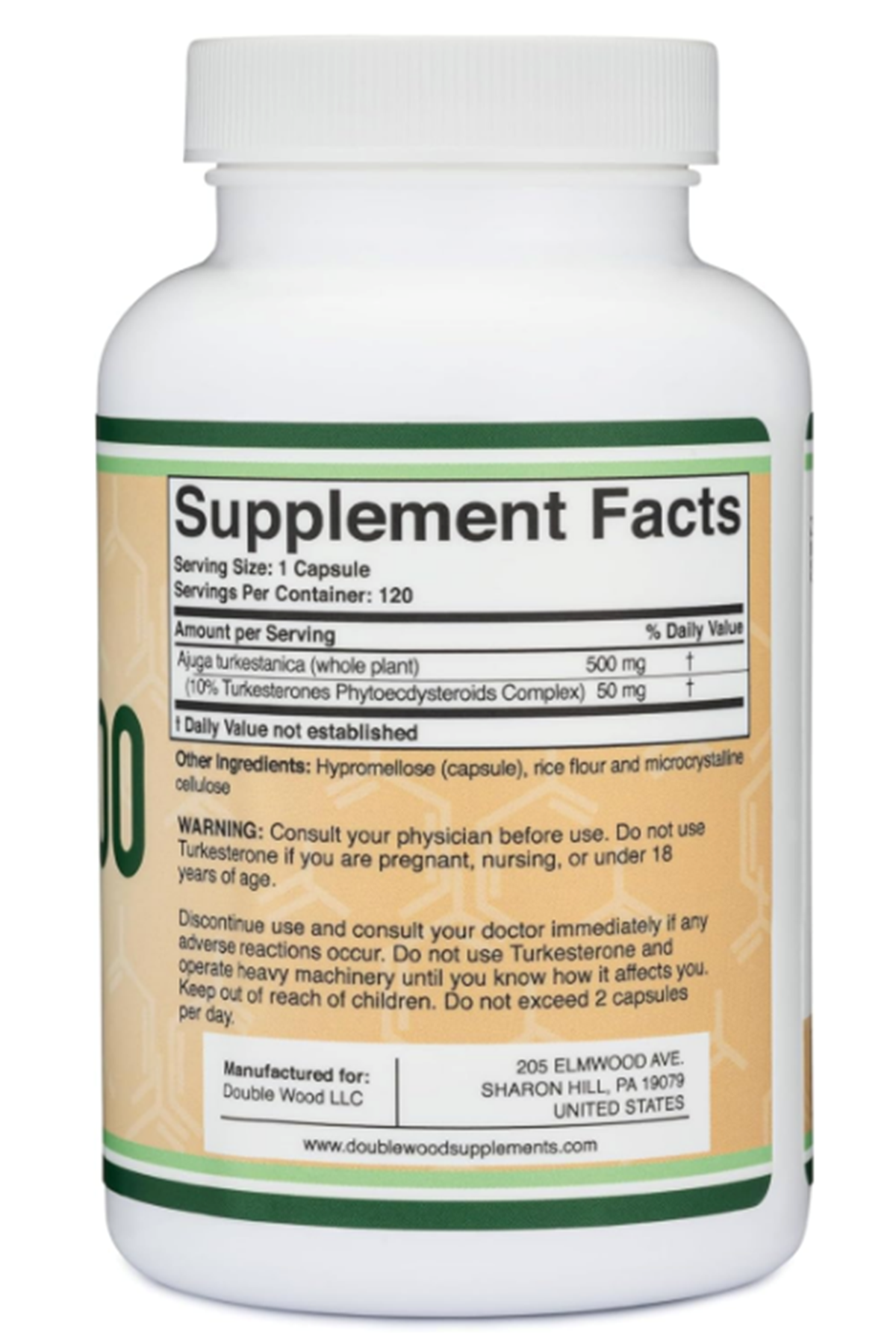 Double Wood TURK 500 Turkesterone Supplement 500mg, 120 Capsul.52.