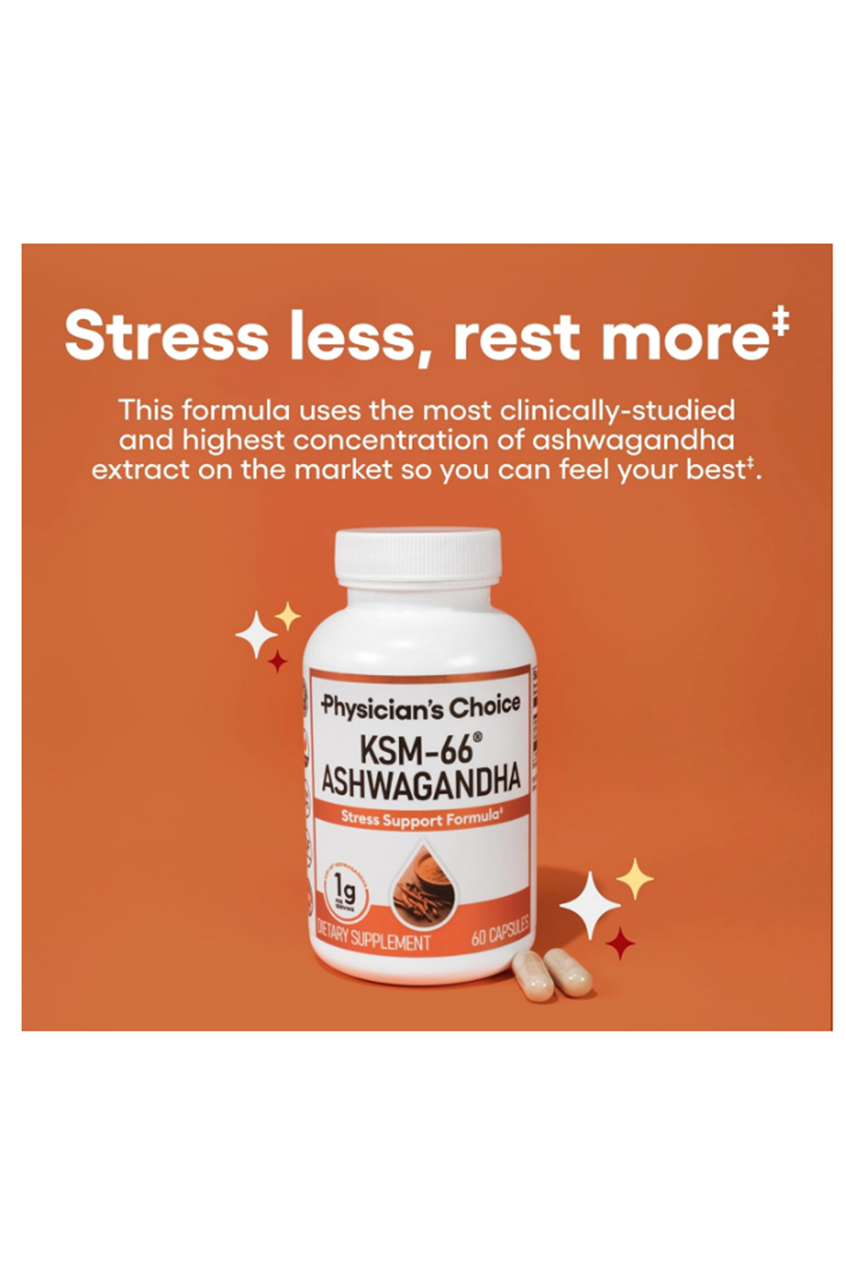 Physician'sChoice KSM-66 Ashwaganda 1000mg 60 Capsul Black Pepper.USA MENŞEİ.57.