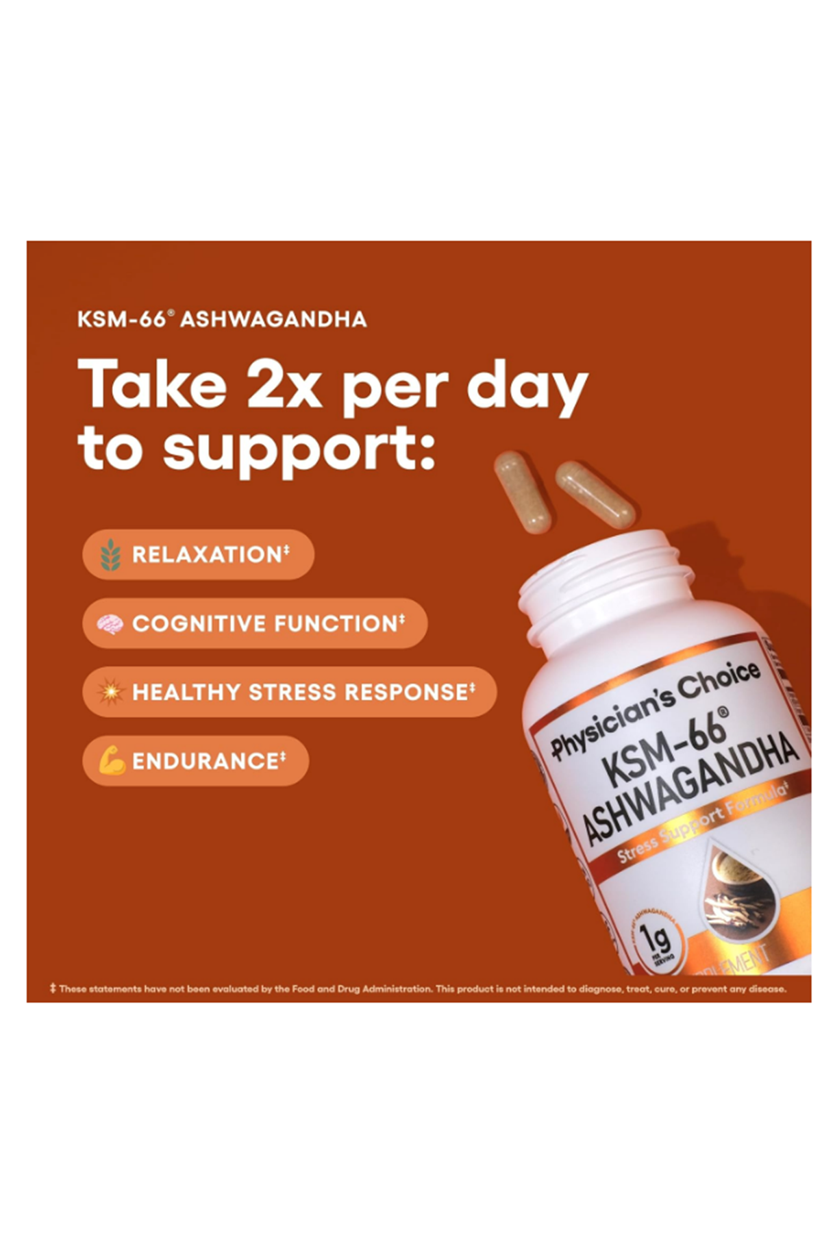 Physician'sChoice KSM-66 Ashwaganda 1000mg 60 Capsul Black Pepper.USA MENŞEİ.57.