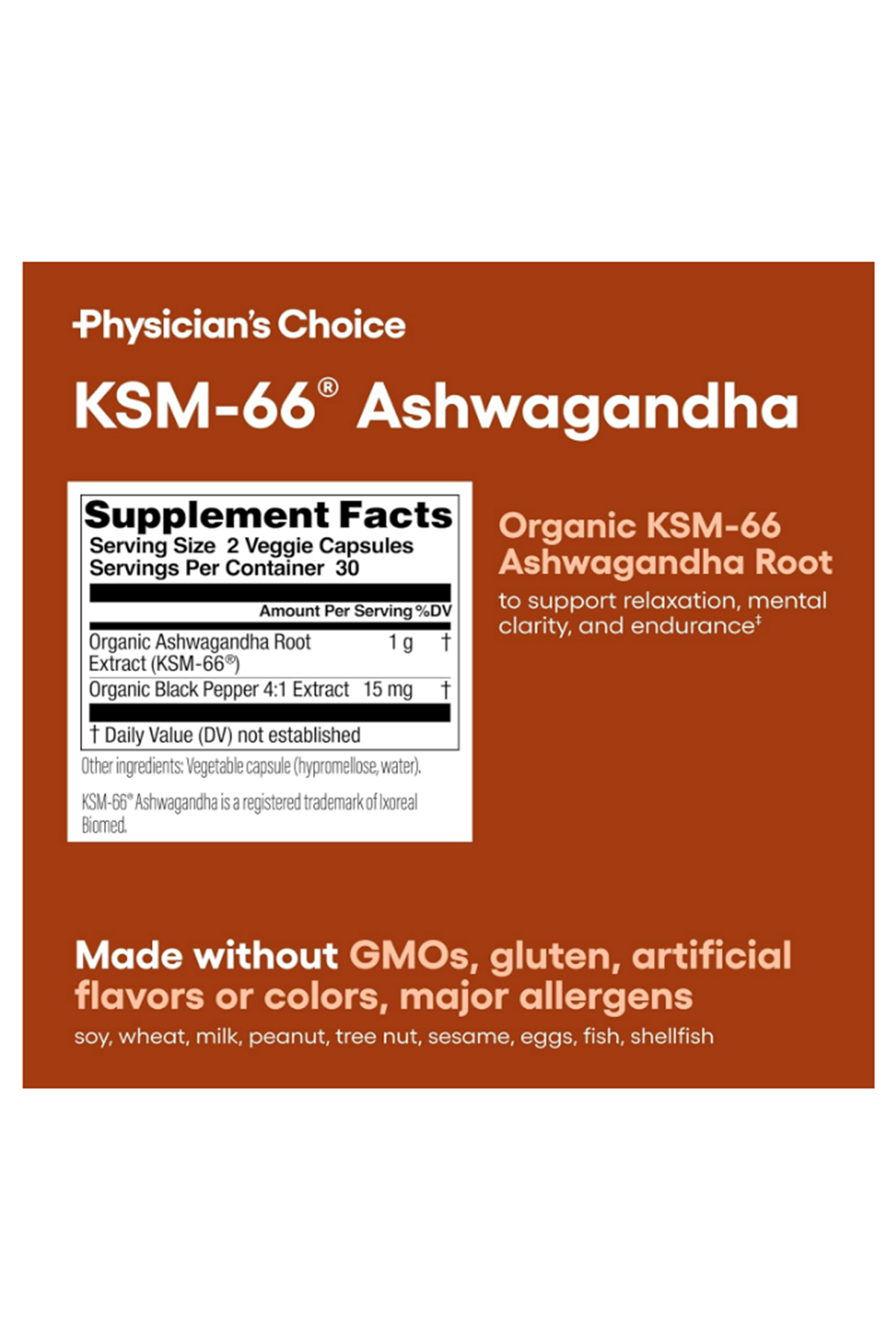 Physician'sChoice KSM-66 Ashwaganda 1000mg 60 Capsul Black Pepper.USA MENŞEİ.57.