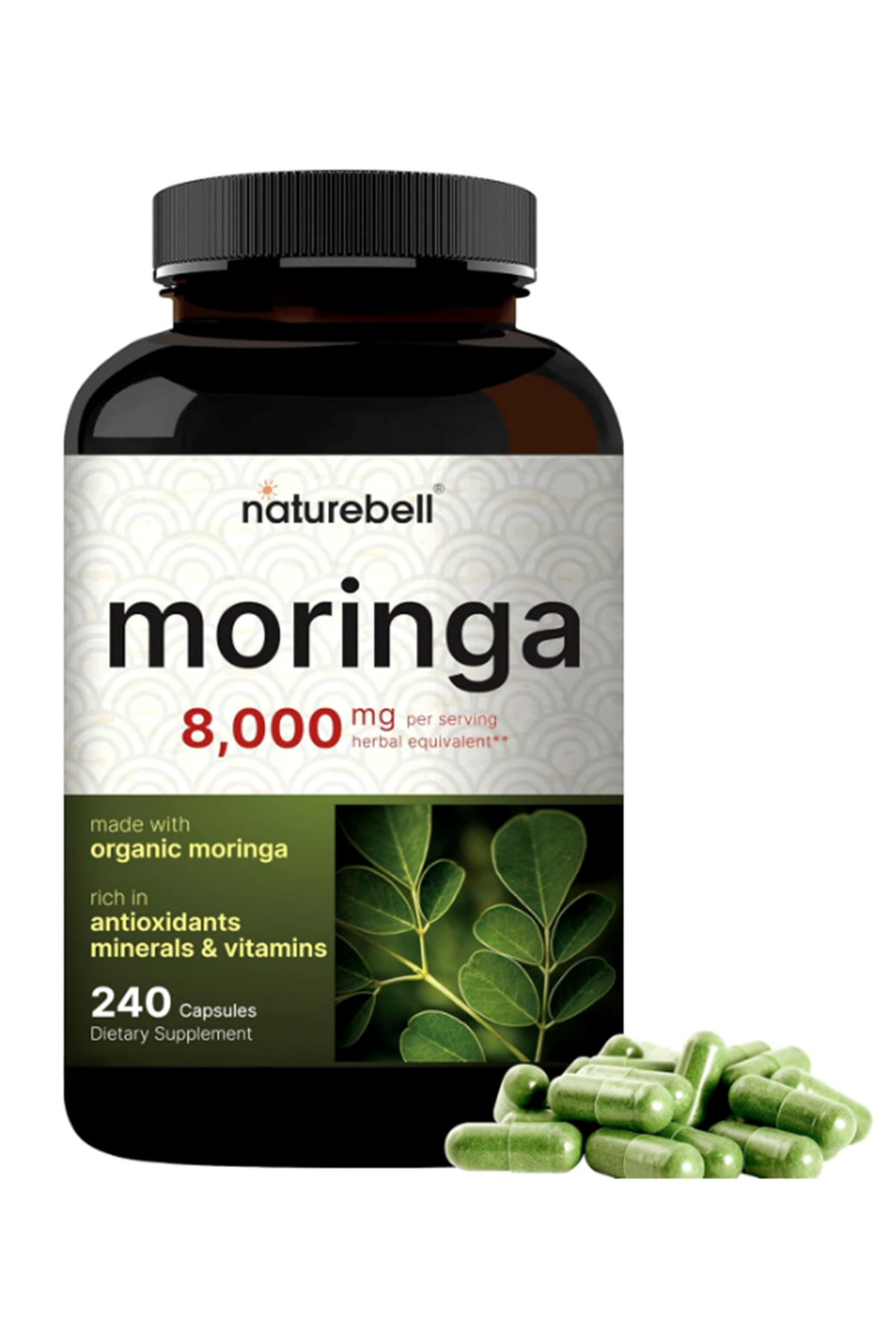 NatureBell Pure Moringa 8000mg - Made with Moringa Organic, 240 Capsules.Abd Menşei.47.