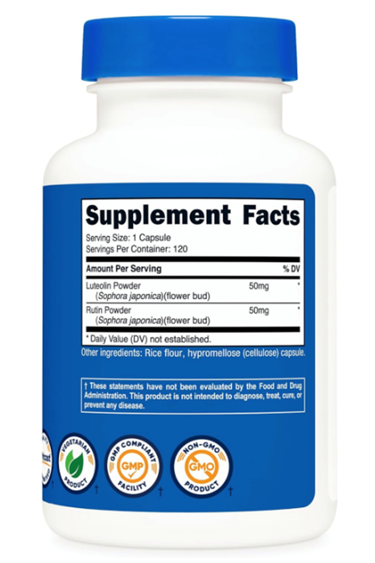 Nutricost Luteolin with Rutin Complex  (ÖSG ÖZEL SPORCU GIDALARI) 100mg (50mg Luteolin, 50mg Rutin) 120 Capsules.Abd Menşei.