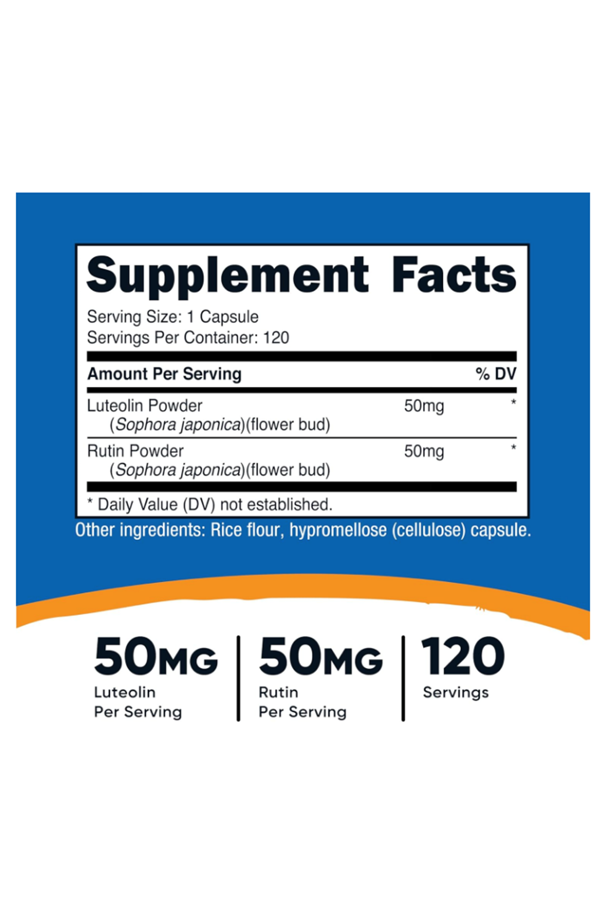 Nutricost Luteolin with Rutin Complex  (ÖSG ÖZEL SPORCU GIDALARI) 100mg (50mg Luteolin, 50mg Rutin) 120 Capsules.Abd Menşei.