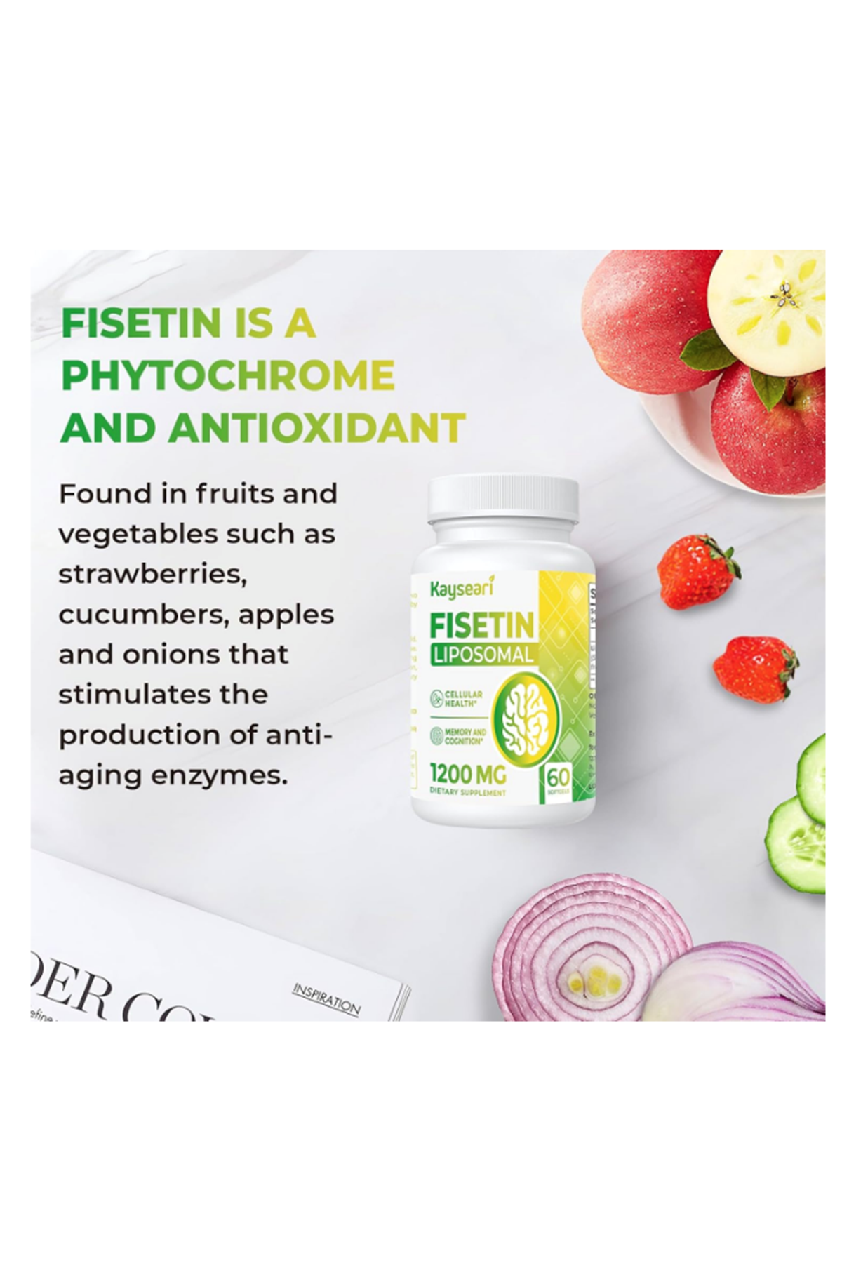 Kaysearı Lıposomal Fisetin 1200mg Antioxidants Immunity Health Aging Cognitive Support 60 Capsul.Made ın Usa.