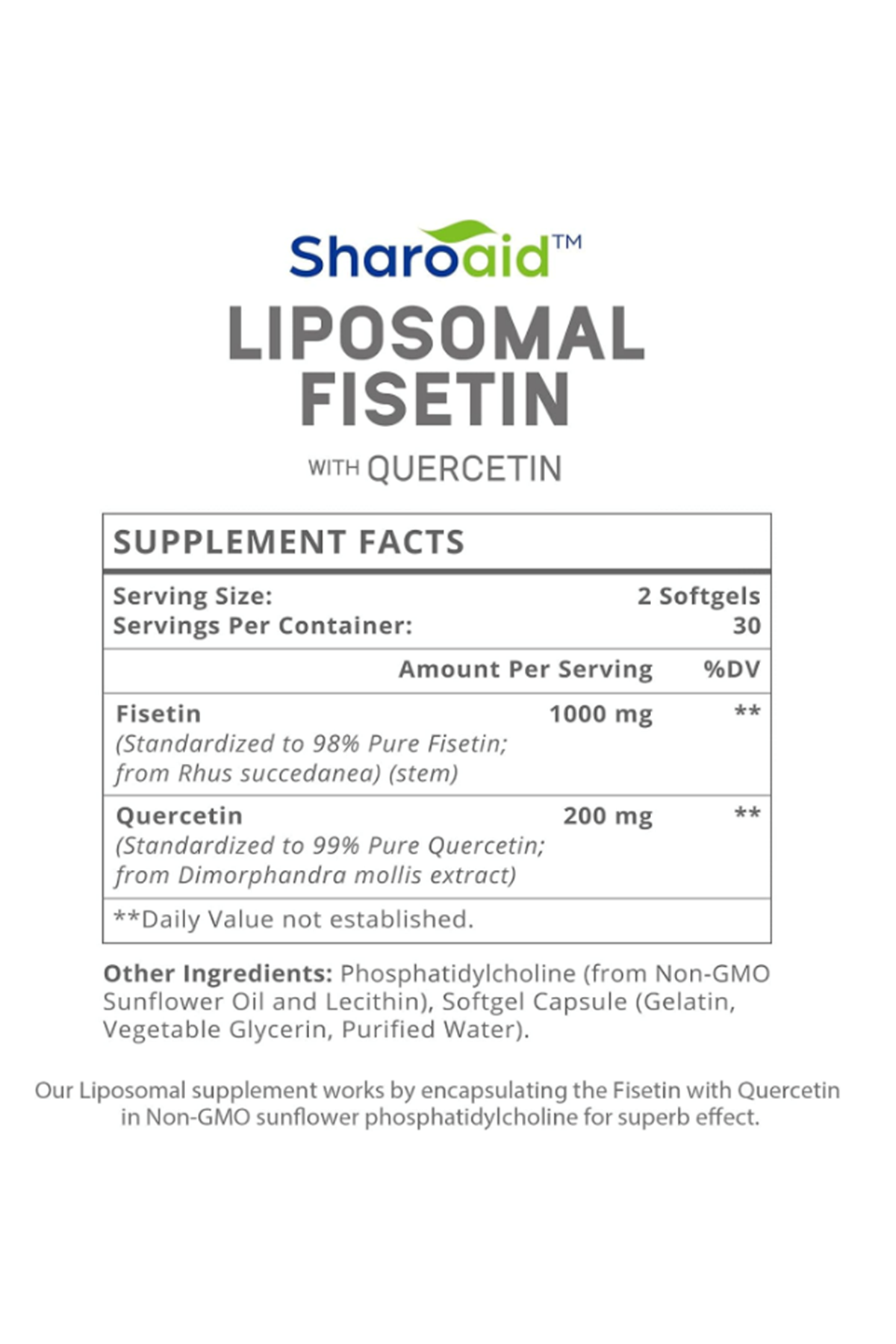 Sharoaid (Ösg Özel Sporcu Gıdaları) Liposomal Fisetin With Quercetin 1200mg 60 Softgels.Orj Usa.46.