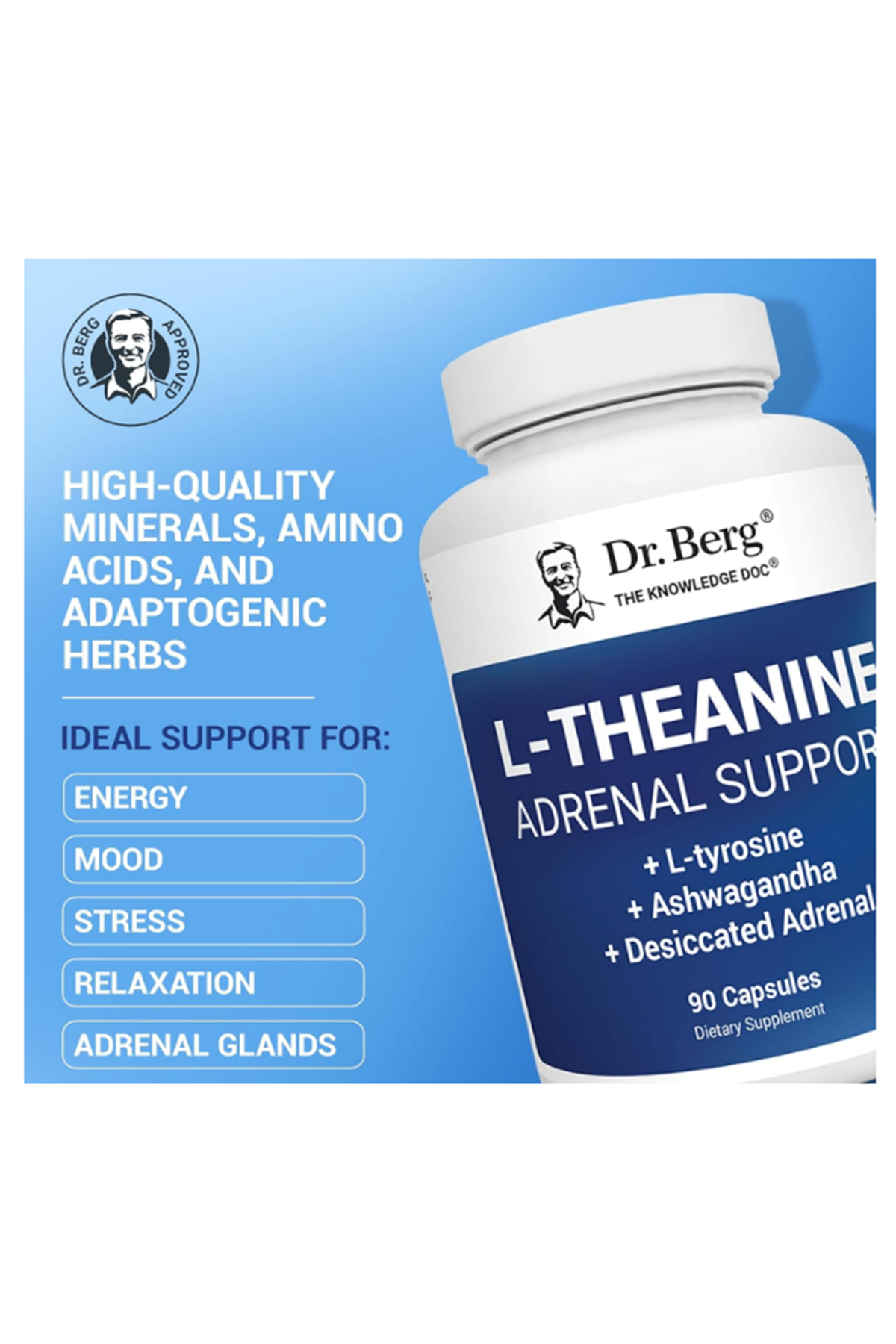 Dr. Berg  L-Theanine-90 Capsul Zinc,Copper,L-Tyrosine–L-Theanine-Relaxation and Mental Clarity.Abd Menşei.58.
