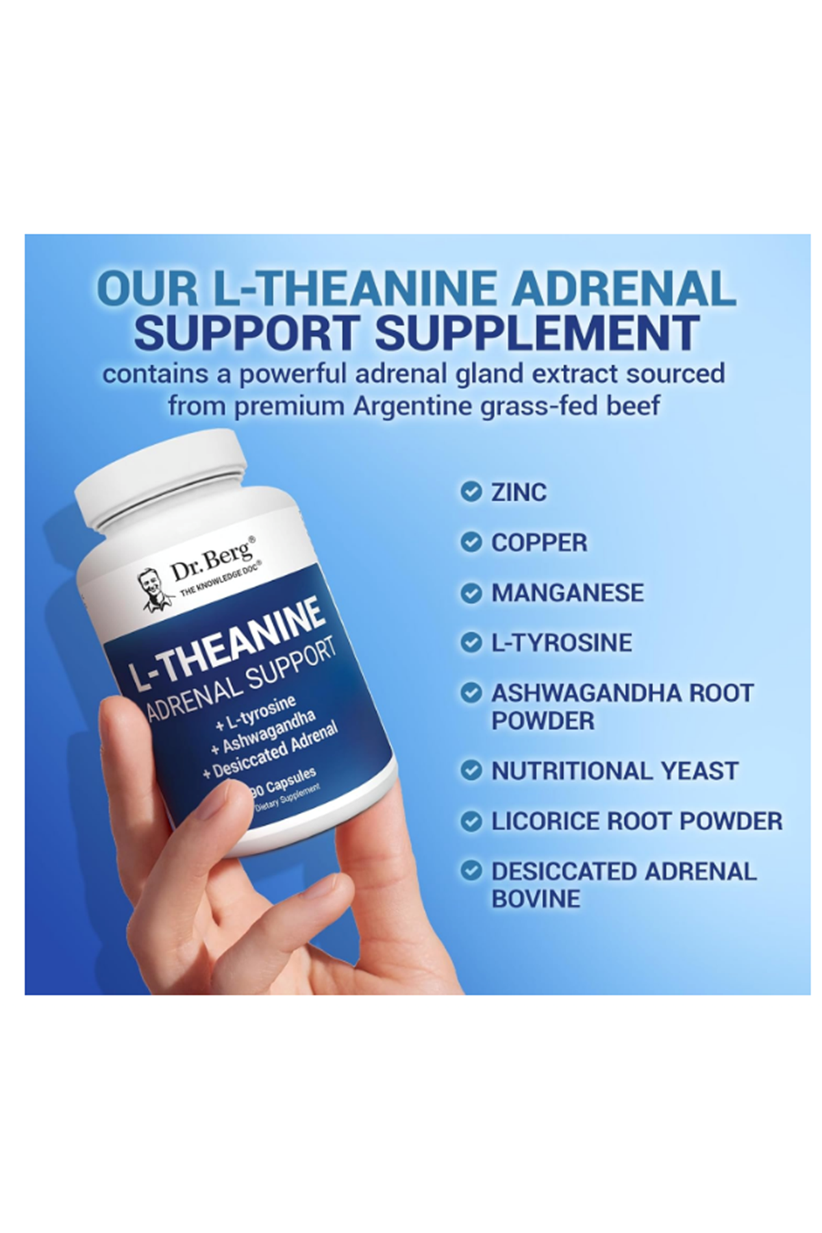 Dr. Berg  L-Theanine-90 Capsul Zinc,Copper,L-Tyrosine–L-Theanine-Relaxation and Mental Clarity.Abd Menşei.58.