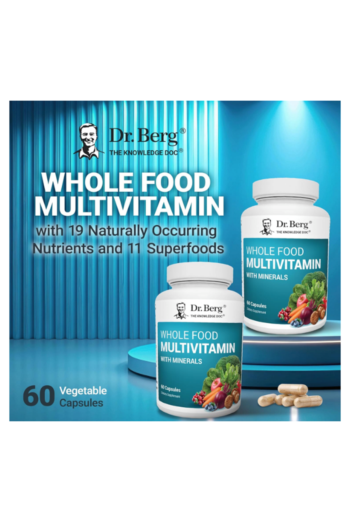 Dr. Berg  Whole Food Multivitamin Minerals-60 Capsul Men Women -Premium Whole Food Fruits Vegetable Folate, Alpha-lipoic Acid.61.