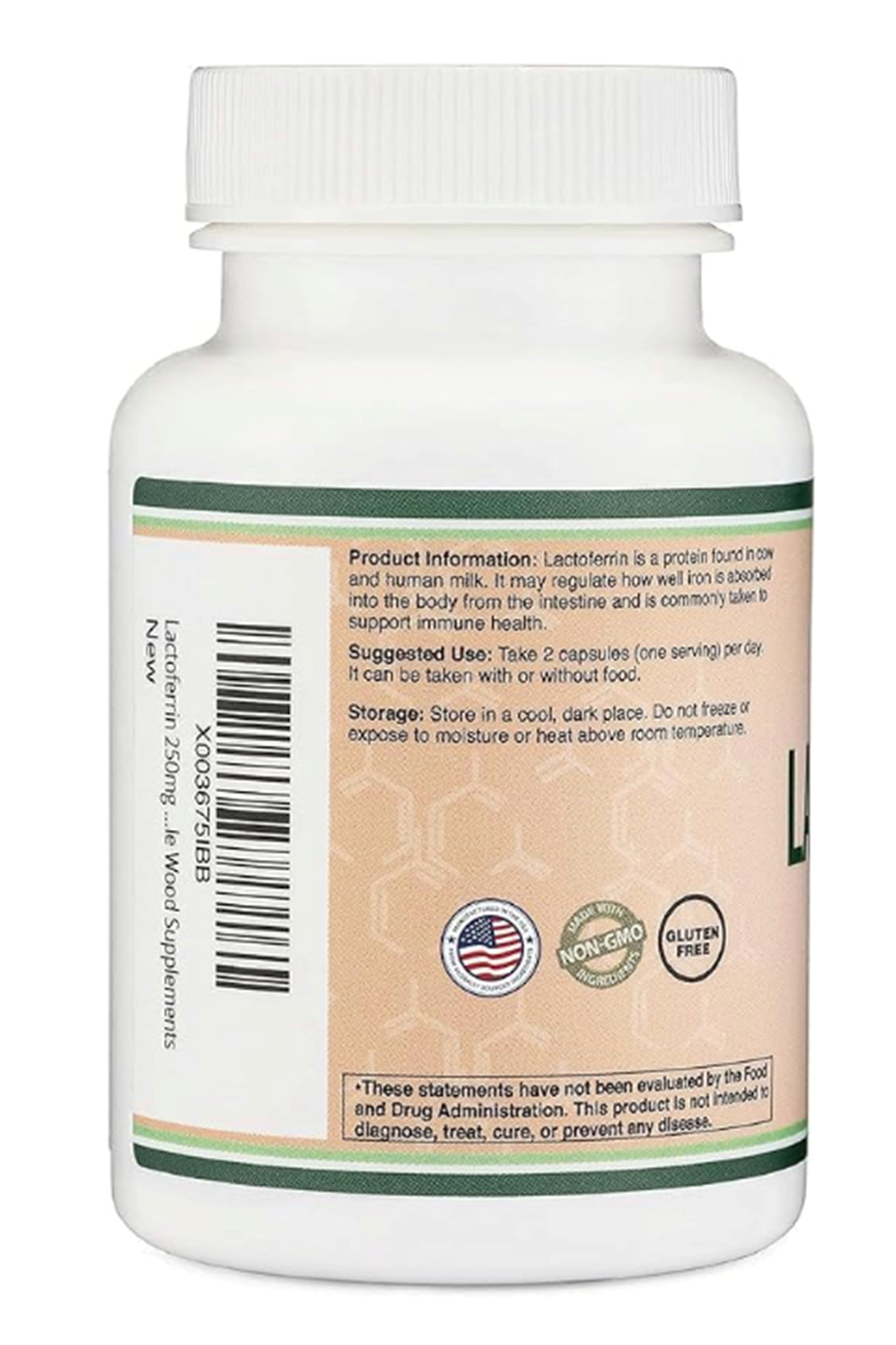 Double Wood (Özelsporcugıdaların'dan !!) Lactoferrin 250mg per Serving (60 Capsules).USA.