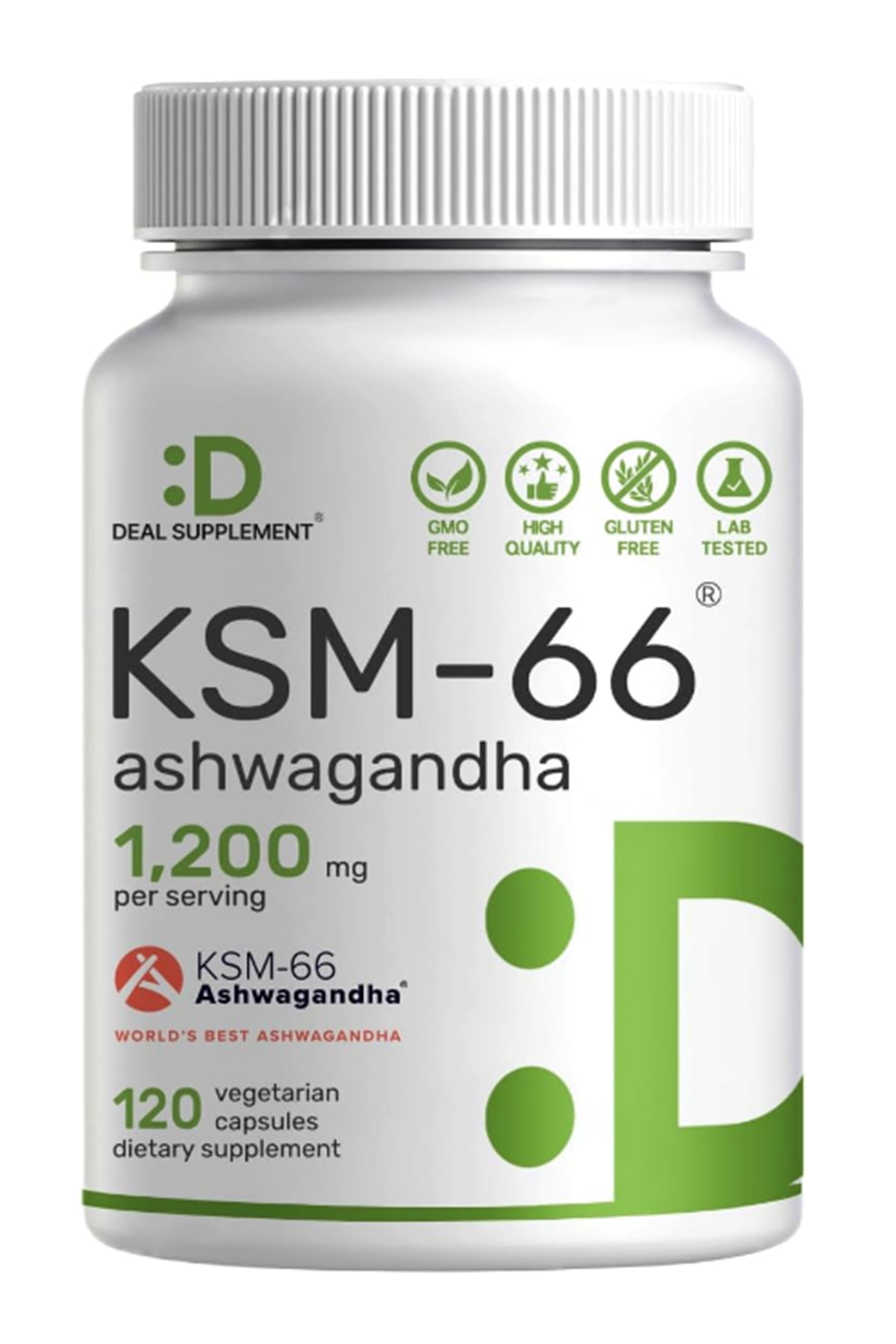 DEAL SUPPLEMENT  KSM-66  1200mg with Black Pepper, 120 Veggie Capsules.Abd Menşei.50.