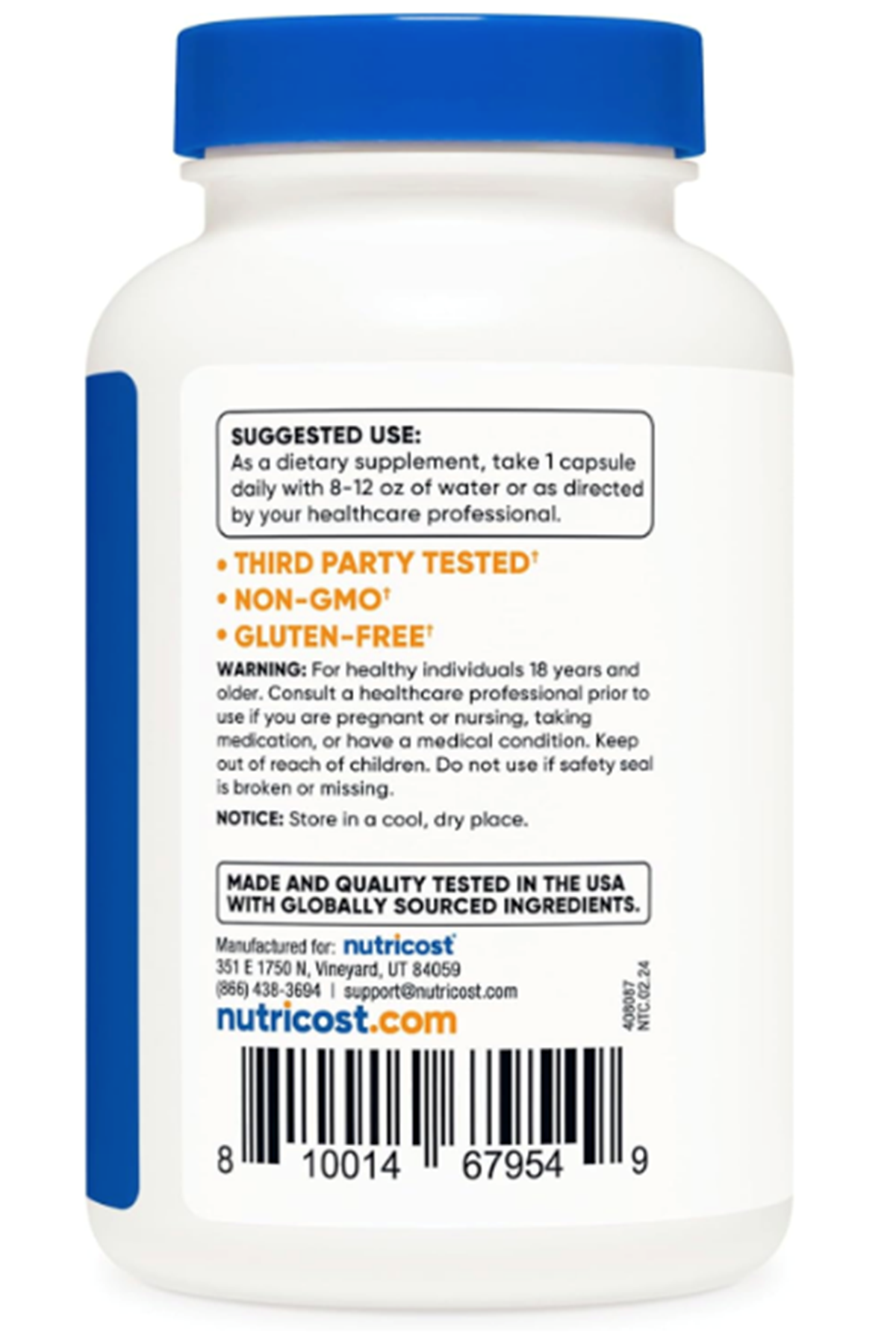 Nutricost Vitamin B1  (Thiamine) 500mg, 120 Capsul.Abd Menşei.