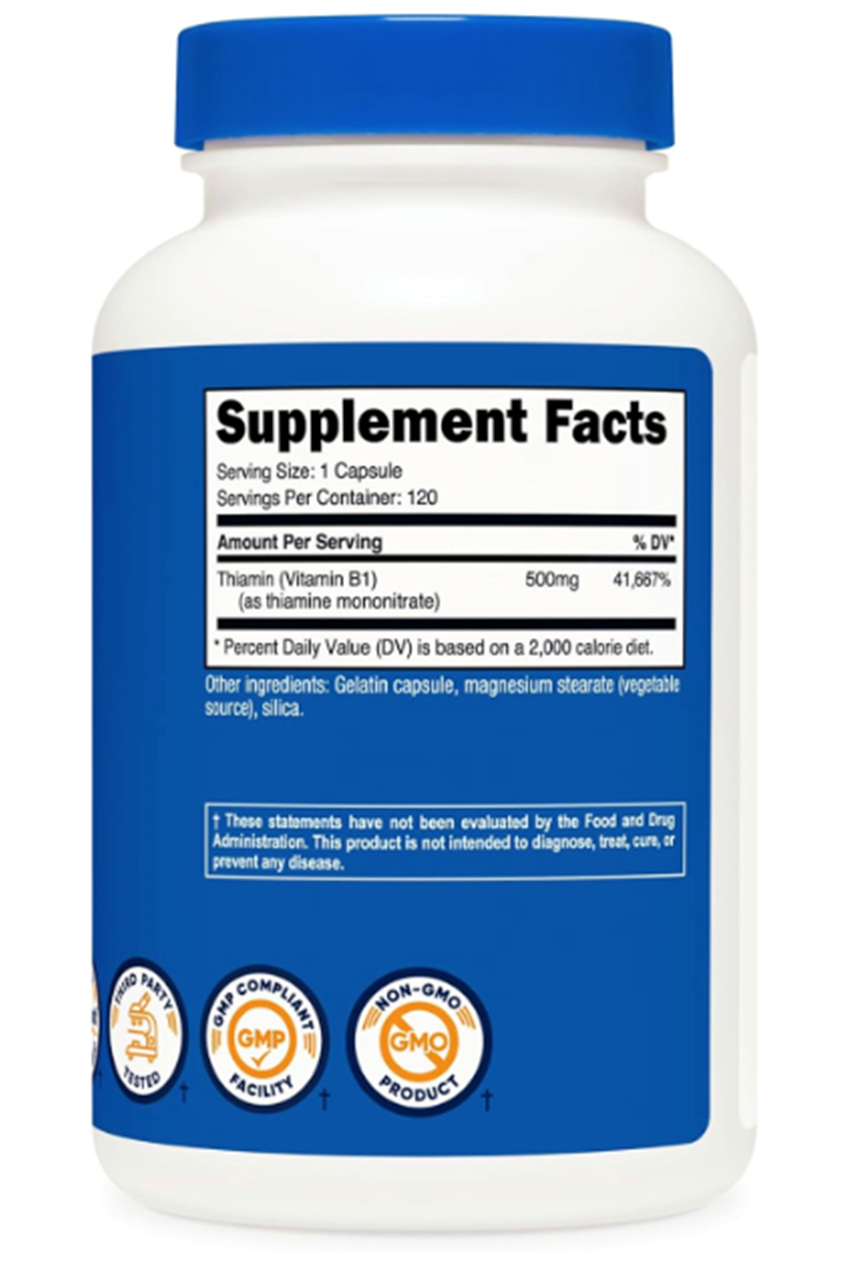 Nutricost Vitamin B1 (Özelsporcugıdaların'dan !!) (Thiamine) 500mg, 120 Capsul.Abd Menşei.