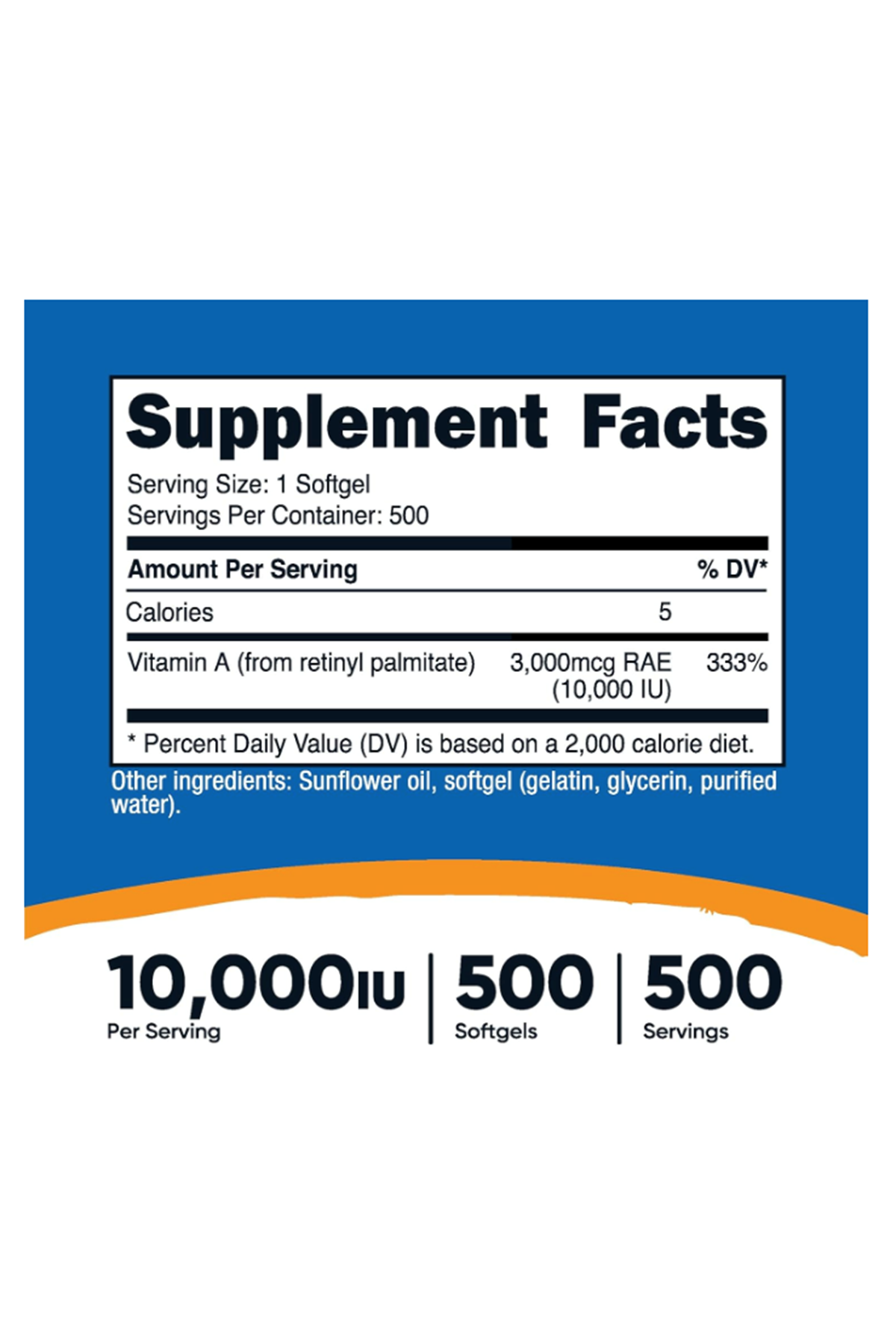 Nutricost Vitamin A  10,000 IU, 500 Softgel Capsules.Abd Menşei.42.