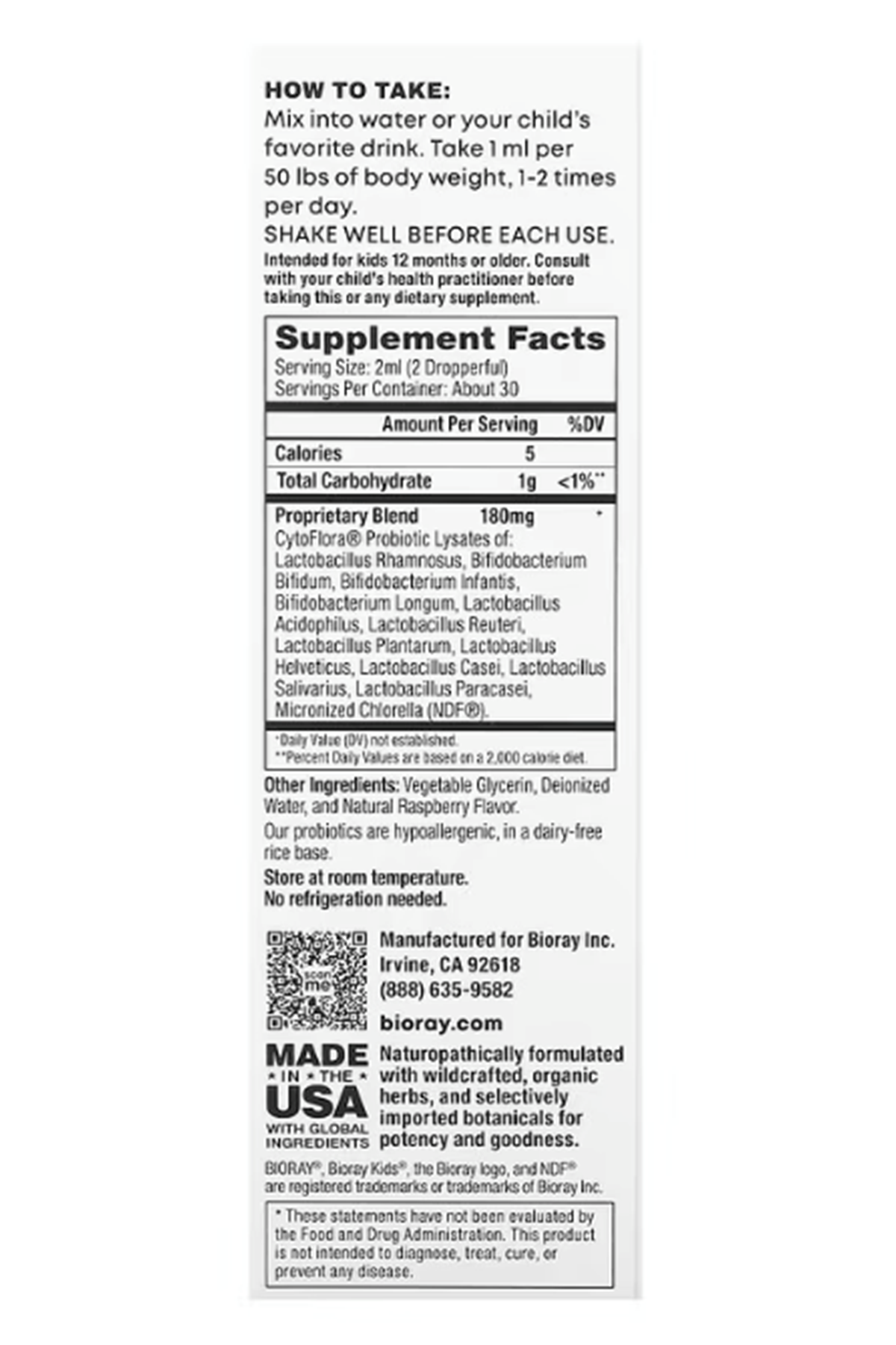 Bioray Kids NDF Tummy  11-Strain Probiotic Blend  (60 ml).Abd Menşei.