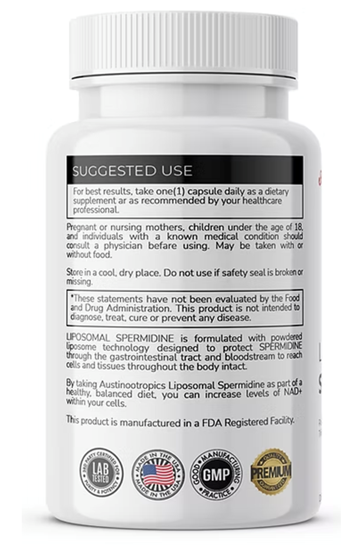 Austinootropics  Liposomal Spermidine  1 Capsul  150mg  90 Veg Capsul.Abd Menşei.85.