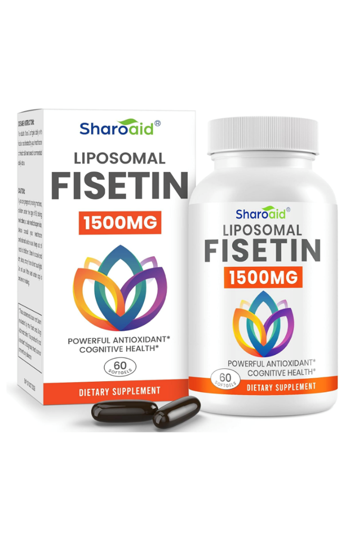 Sharoaid Liposomal Fisetin Delivery,1500mg  60 Softgels 98% Pure Fisetin,Polyphenol Antioxidant for Healthy Aging,Non-GMO.Abd Menşei.50.