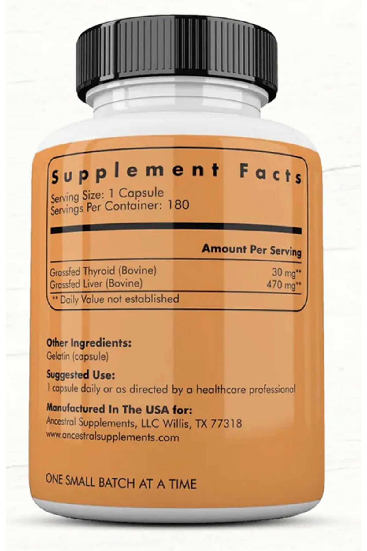 Ancestral Supplements Grass Fed Beef Thyroıd 500mg,  180 Capsul.75.