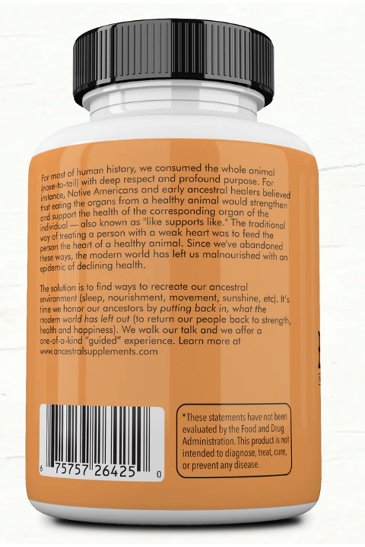 Ancestral Supplements Grass Fed Beef Thyroıd 500mg,  180 Capsul.75.