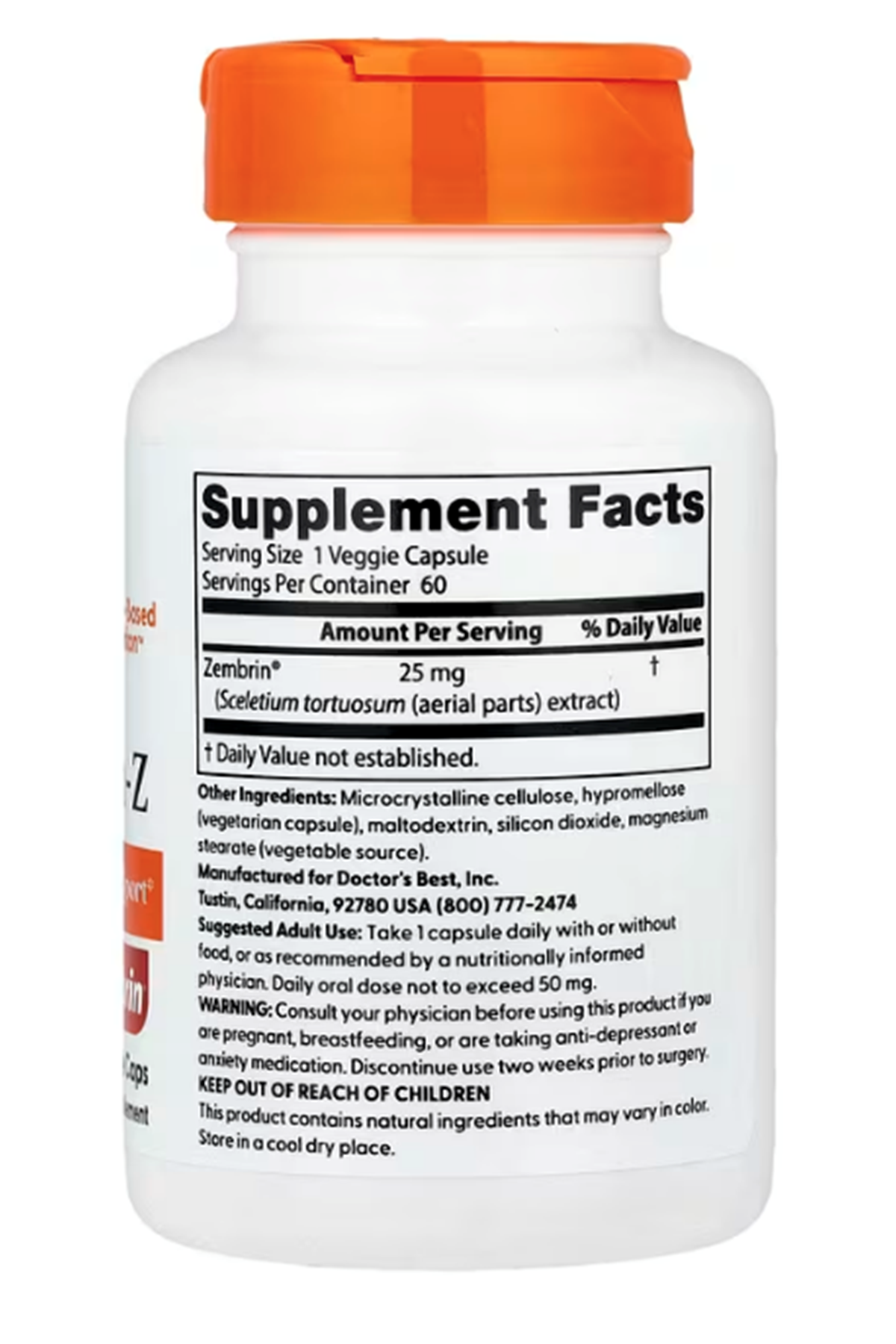 Doctor's Best, Calm-Z with Zembrin, 25 mg 60 Veggie Capsul. ORJ Usa Version.50.