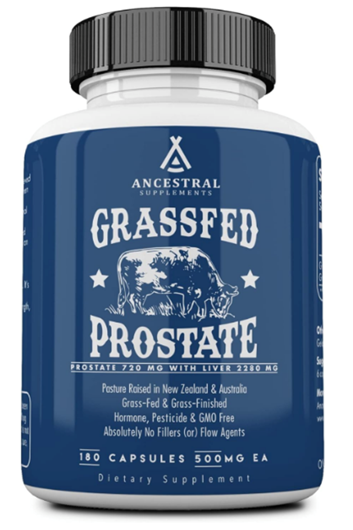 Ancestral Supplements Grass Fed Beef Prostate for Men with Liver, 3000mg, 180 Capsules.Abd.