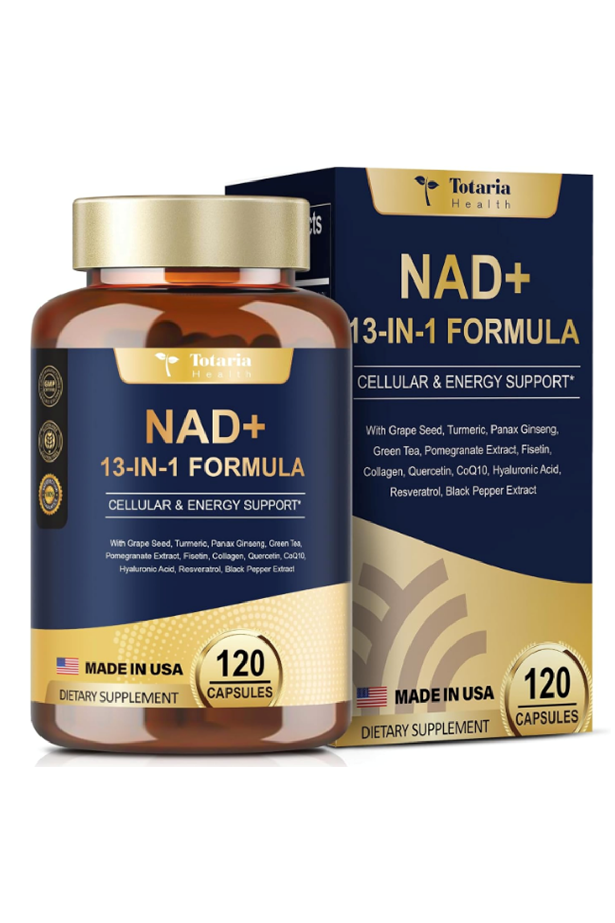 Totaria Healt (Özelsporcugıdaların'dan !!) NAD+ resveratrol,Quercetin 120 Capsules.