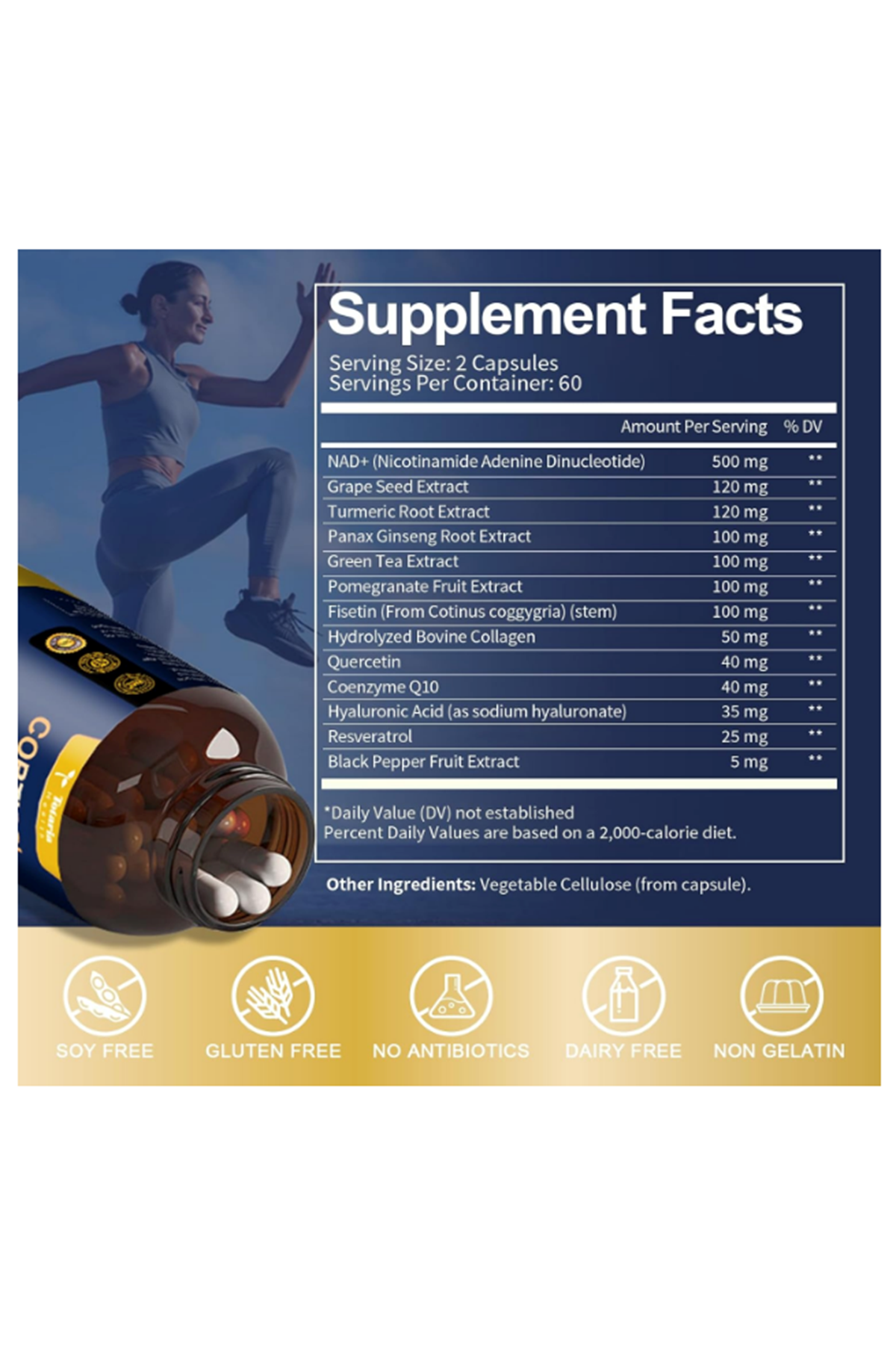 Totaria Healt  NAD+ resveratrol,Quercetin 120 Capsules.