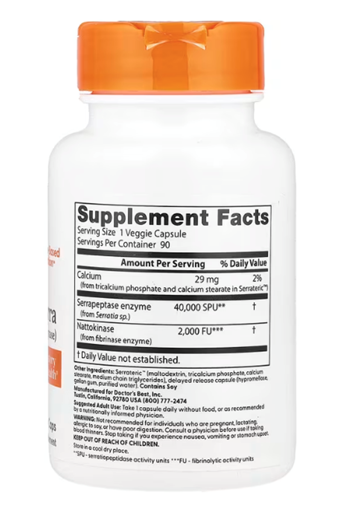 Doctor's Best, Natto-Serra, (Nattokinase-Serrapeptase) 90 Veggie Capsul.50.