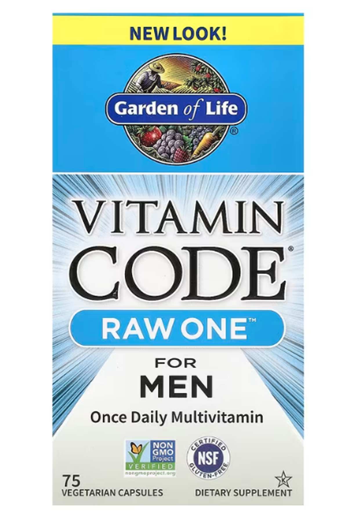 Garden of Life, Vitamin Code, RAW One, Once Daily Multivitamin For Men, 75 Vegetarian Capsul.Abd Menşei.53.