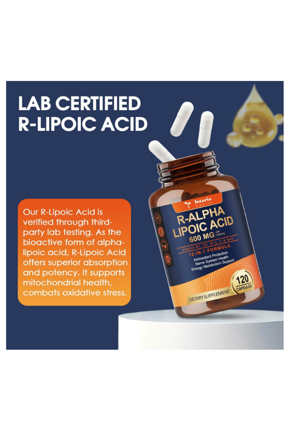 Totaria Healt R Alpha Lipoic Acid 600mg  Vegan 120 Capsul.(Ösg Özel Sporcu Gıdaları)