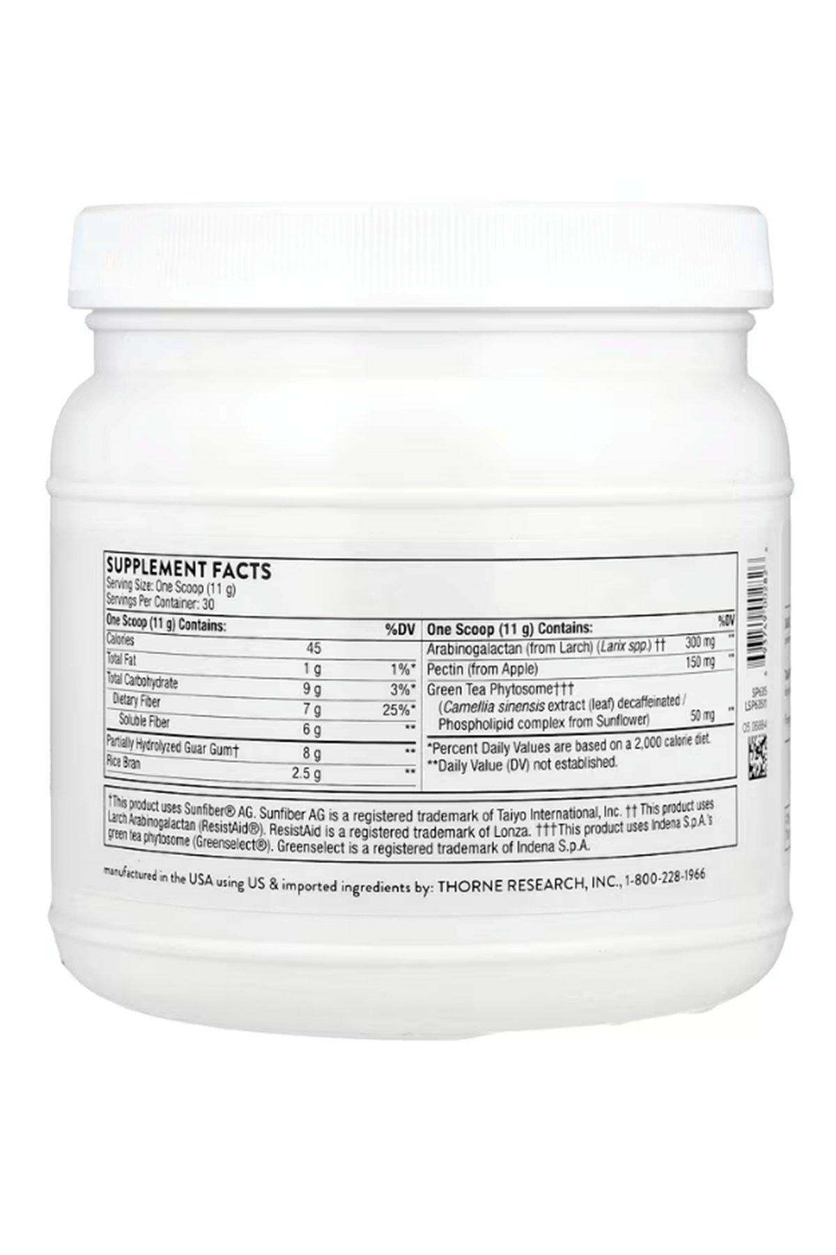 THORNE  FiberMend  Prebiotic Fiber GI Flora 330gr.USA.(Ösg Özel Sporcu Gıdaları)
