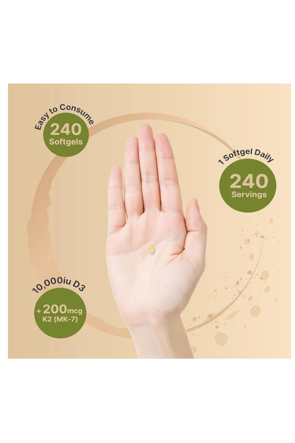 NatureBell Vitamin D3 10,000 IU + K2 200 mcg, MK 7 FORM  240 Softgels.59.