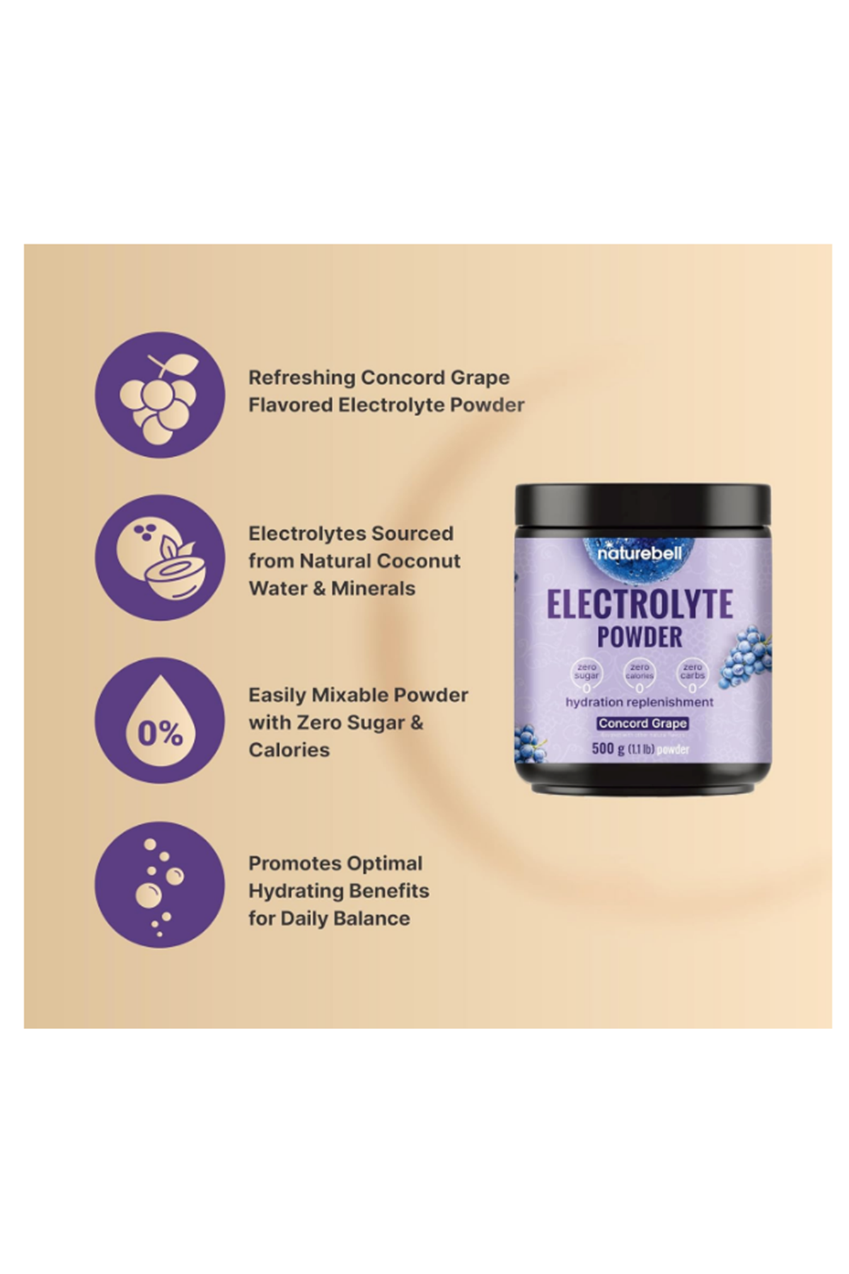 NatureBell Electrolytes Powder No Sugar, 500g (76 Servings)  Keto Fast Hydration Powder.51.