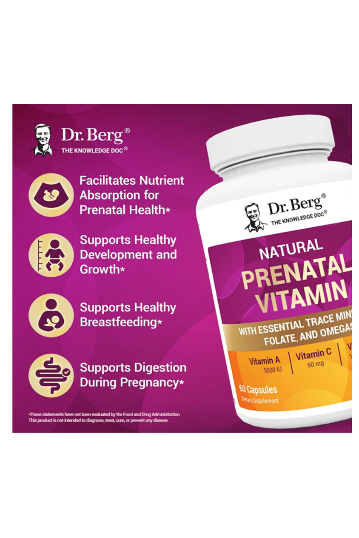 Dr. Berg  Natural Prenatal Vita mins Women Folate,Minerals,Omegas, 60 Capsul.Orj Abd Menşei.