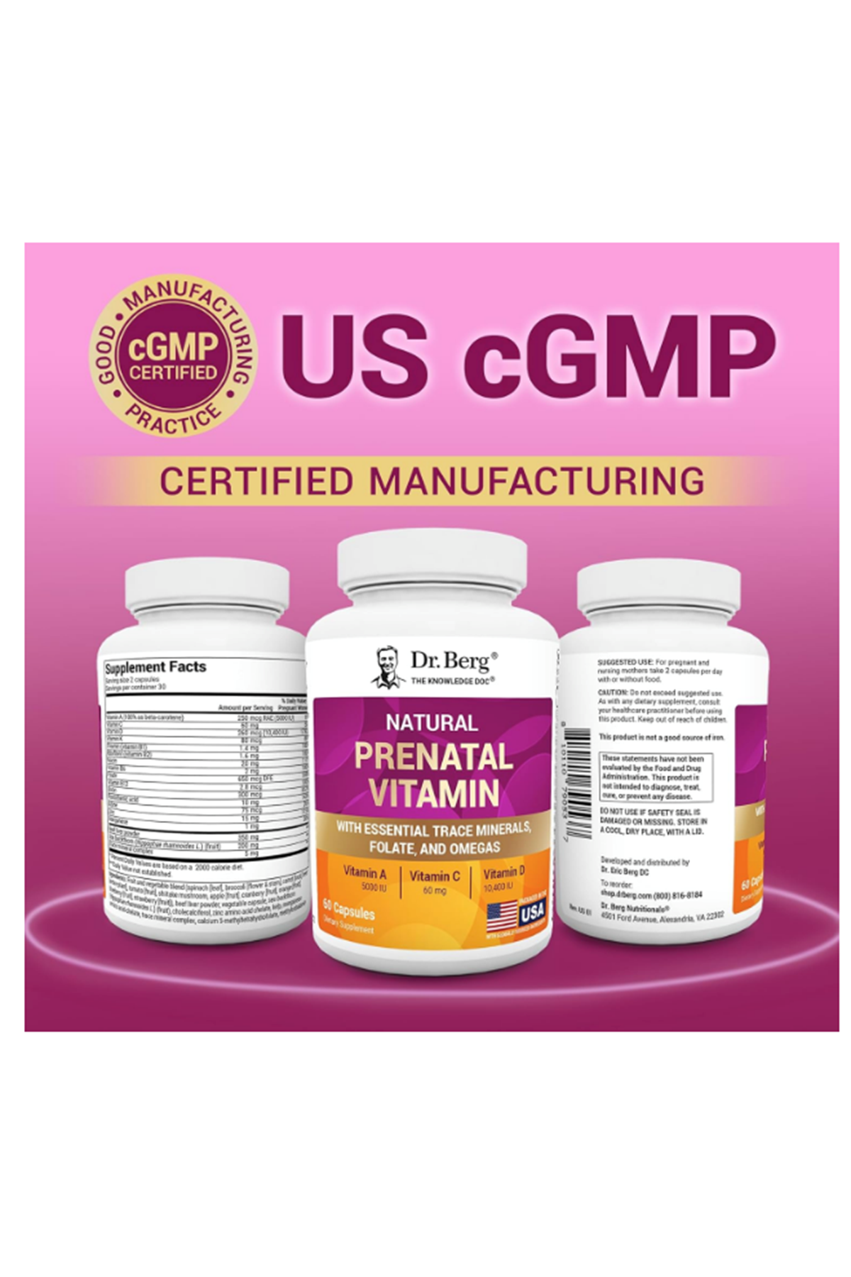 Dr. Berg  Natural Prenatal Vita mins Women Folate,Minerals,Omegas, 60 Capsul.Orj Abd Menşei.