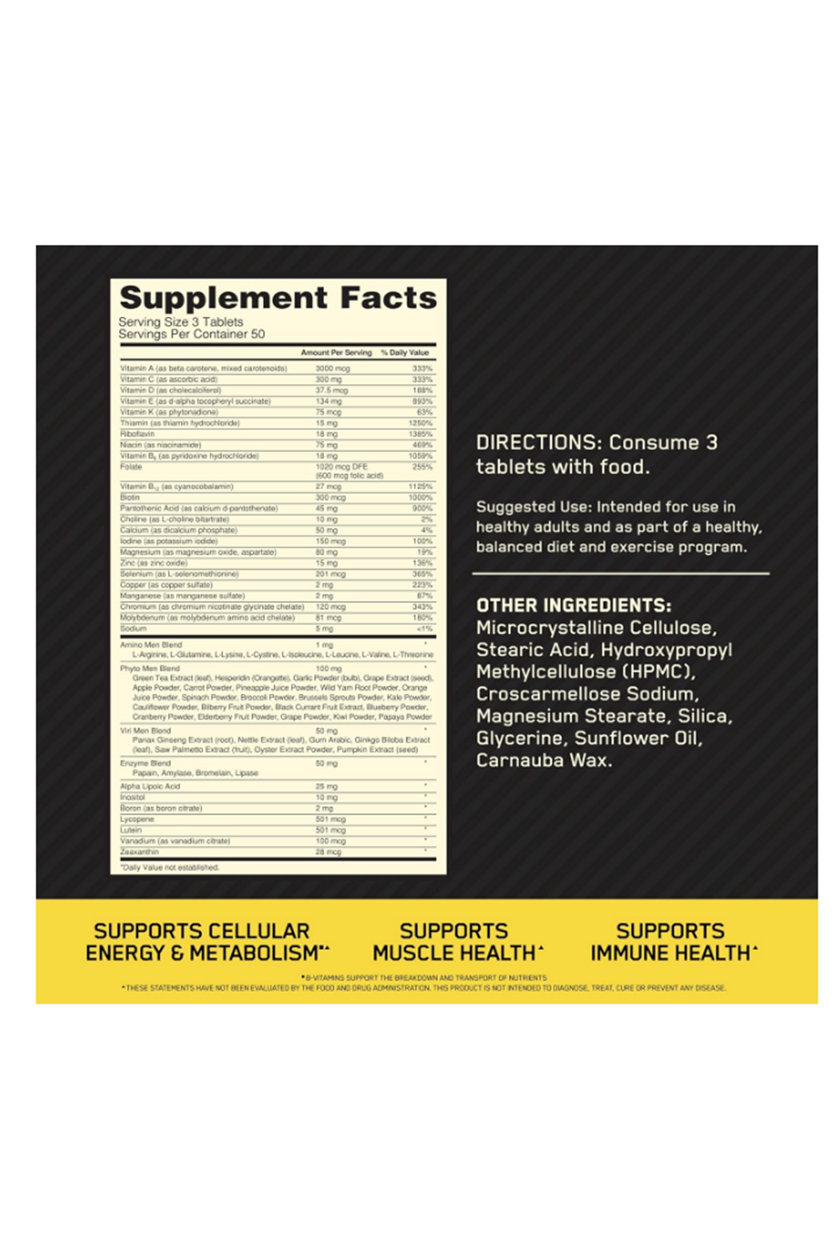 Opti-Men 150 Tablet Multıvıtamın 50 SERVİS Amerikan Version 75+INGREDIENTS.Usa Menşei.74.