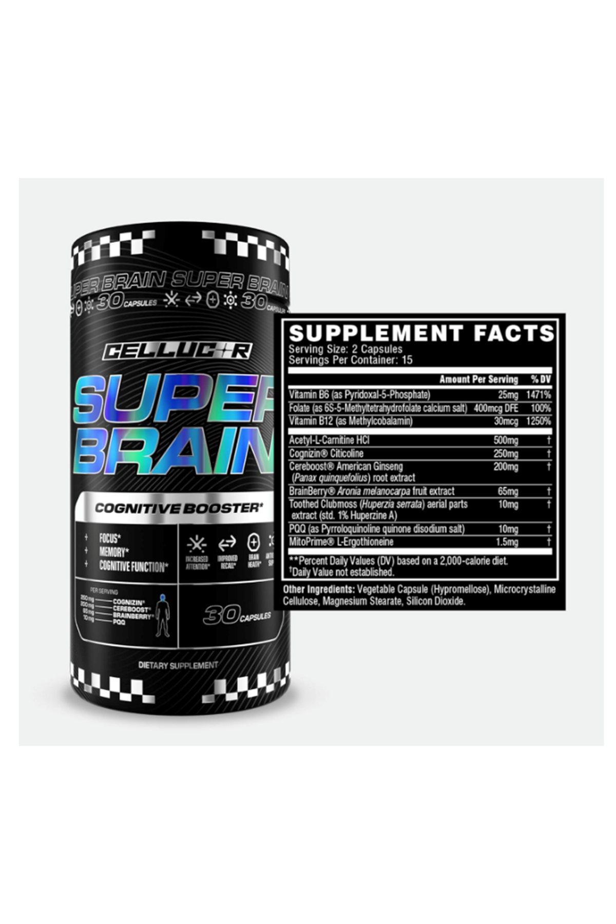 Cellucor Super Brain Cognitive Booster  Focus Attention  Recall  30 Capsul.Özel Sporcu Gıdaların'dan!!Abd Menşei.