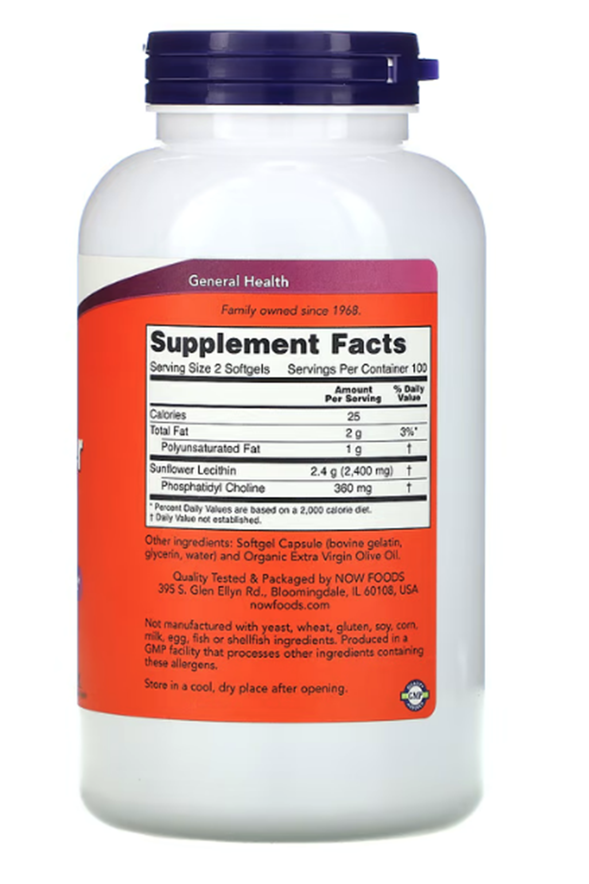 NOW Foods  (Özelsporcugıdaların'dan !!) Sunflower Lecithin, 1,200 mg, 200 Softgels.