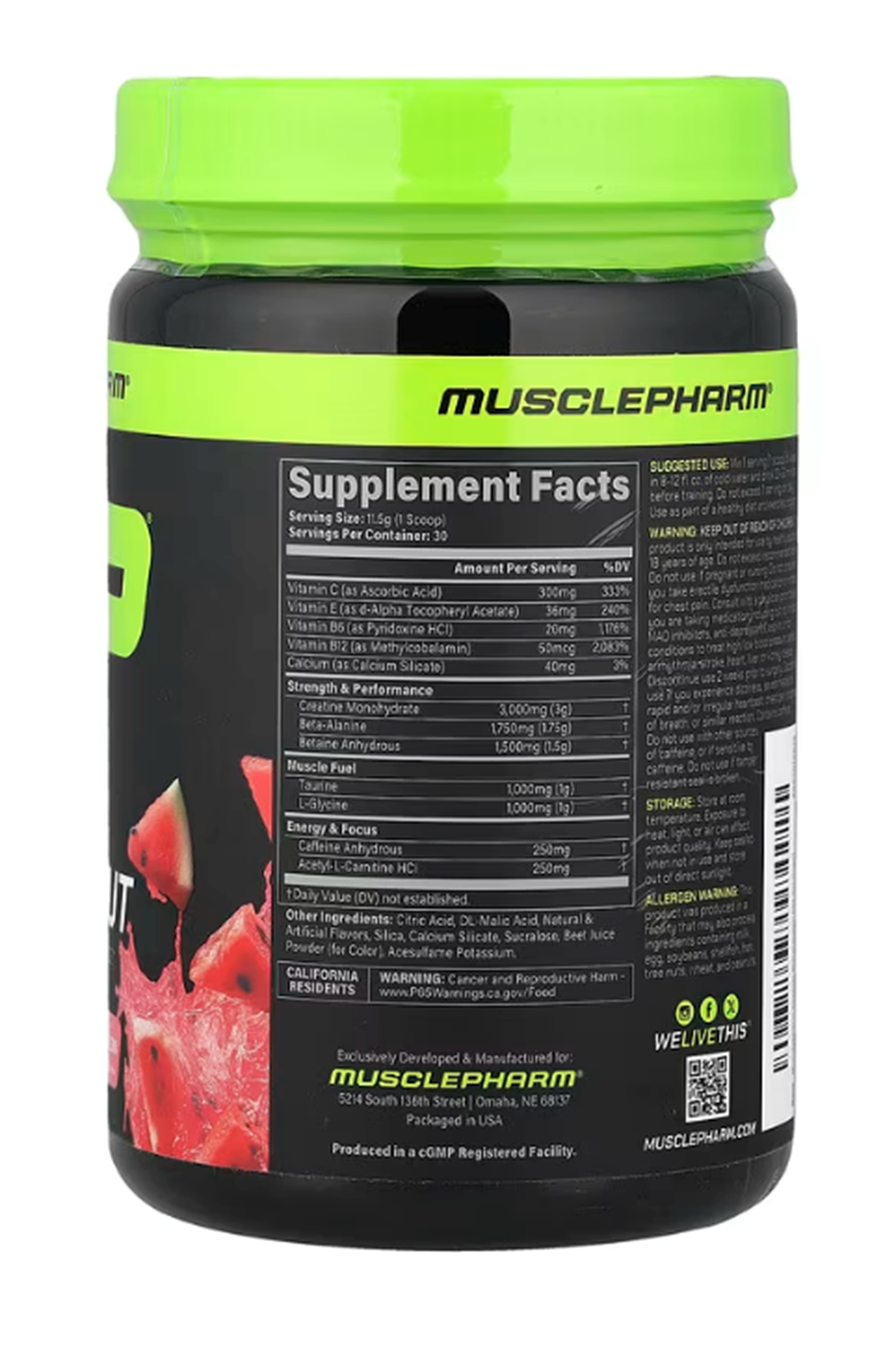 MusclePharm (Ösg Özel Sporcu Gıdaları) Assault Sport 30 Servis  Pre-Workout.(Amerikan Menşei ve İçeriktir)57.