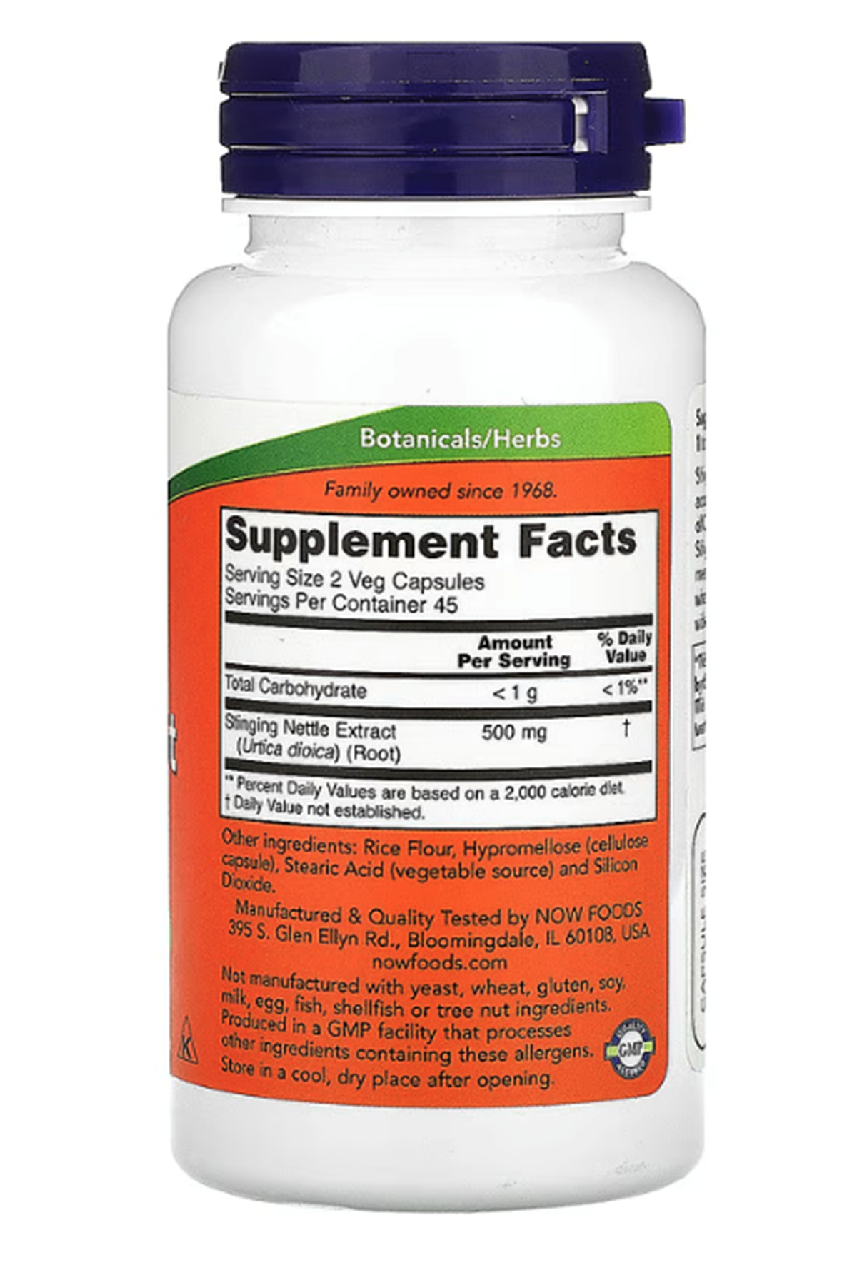 NOW Foods  Stinging Nettle Root Extract 250mg 90 Veg Capsul.