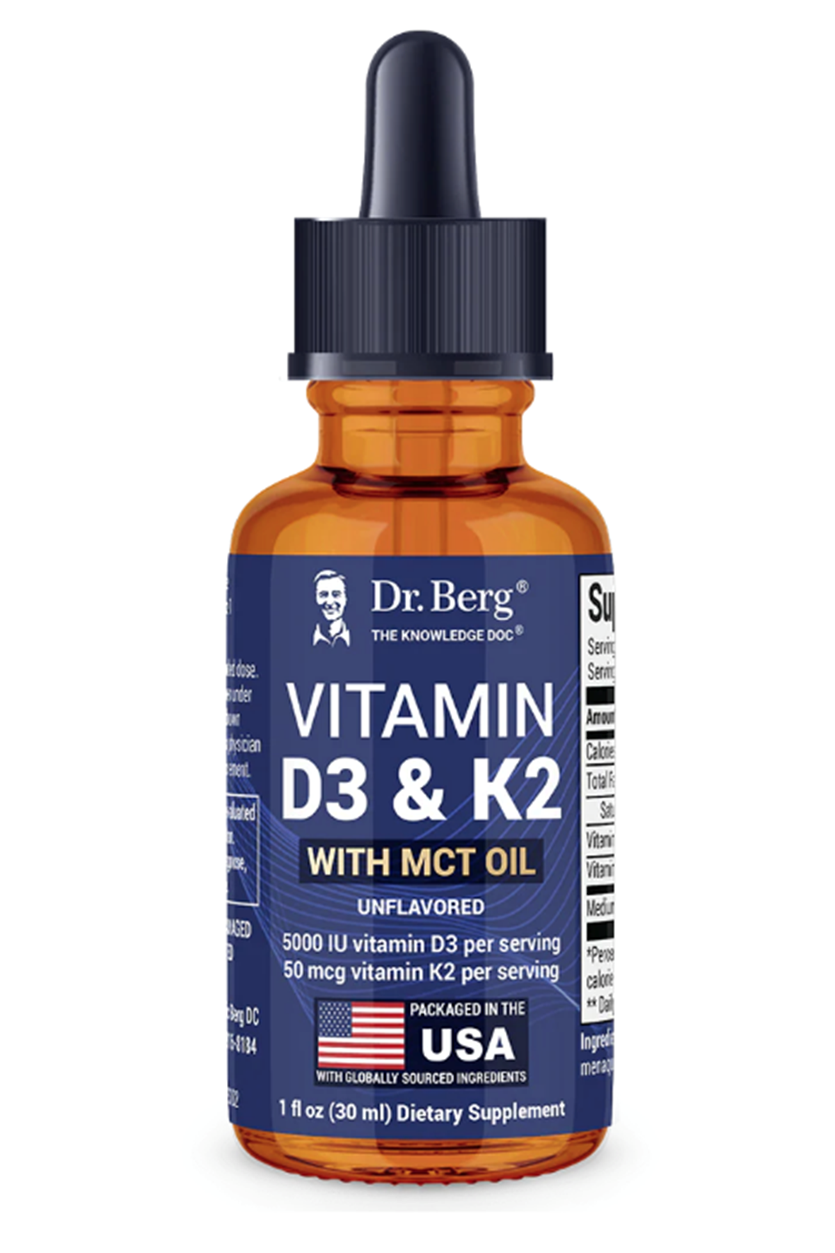 Dr. Berg Maximum Strength Vitamin D3 K2 Likid Drops with MCT Oil – 5,000 IU 30ml.45.