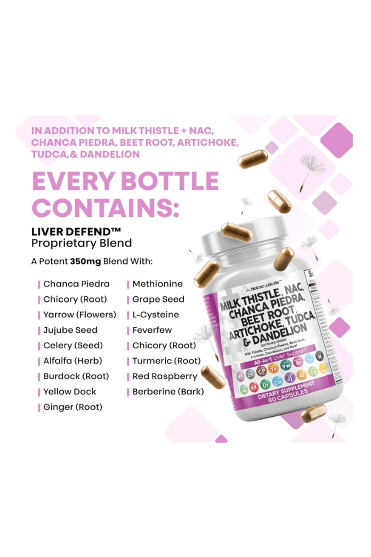 Clean Nutraceuticals  Milk Thistle NAC Liver Cleanse Detox  Repair Plus TUDCA 60 Capsul.Orj Usa.