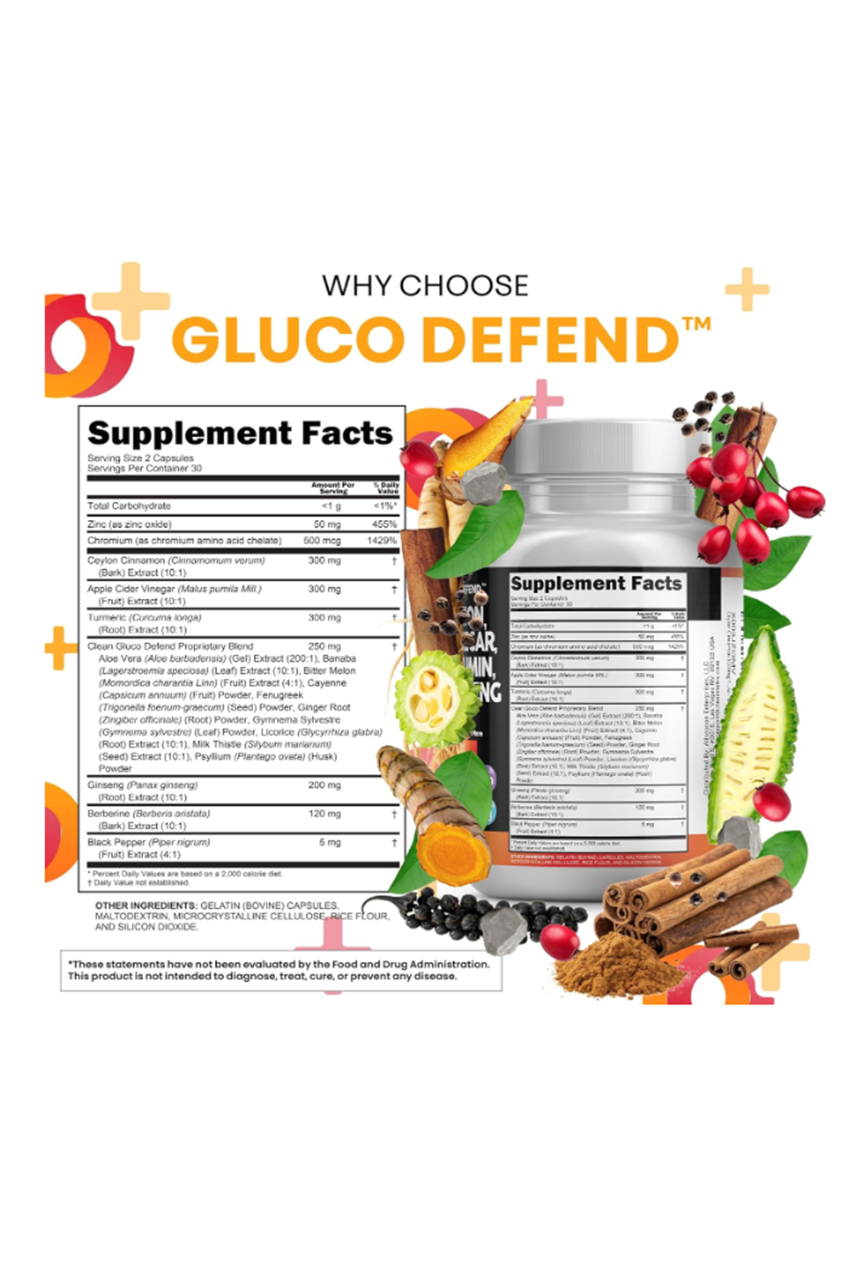 Clean Nutraceuticals Ceylon Cinnamon + Berberine Turmeric Fenugreek 60 Capsul.Orj Usa.