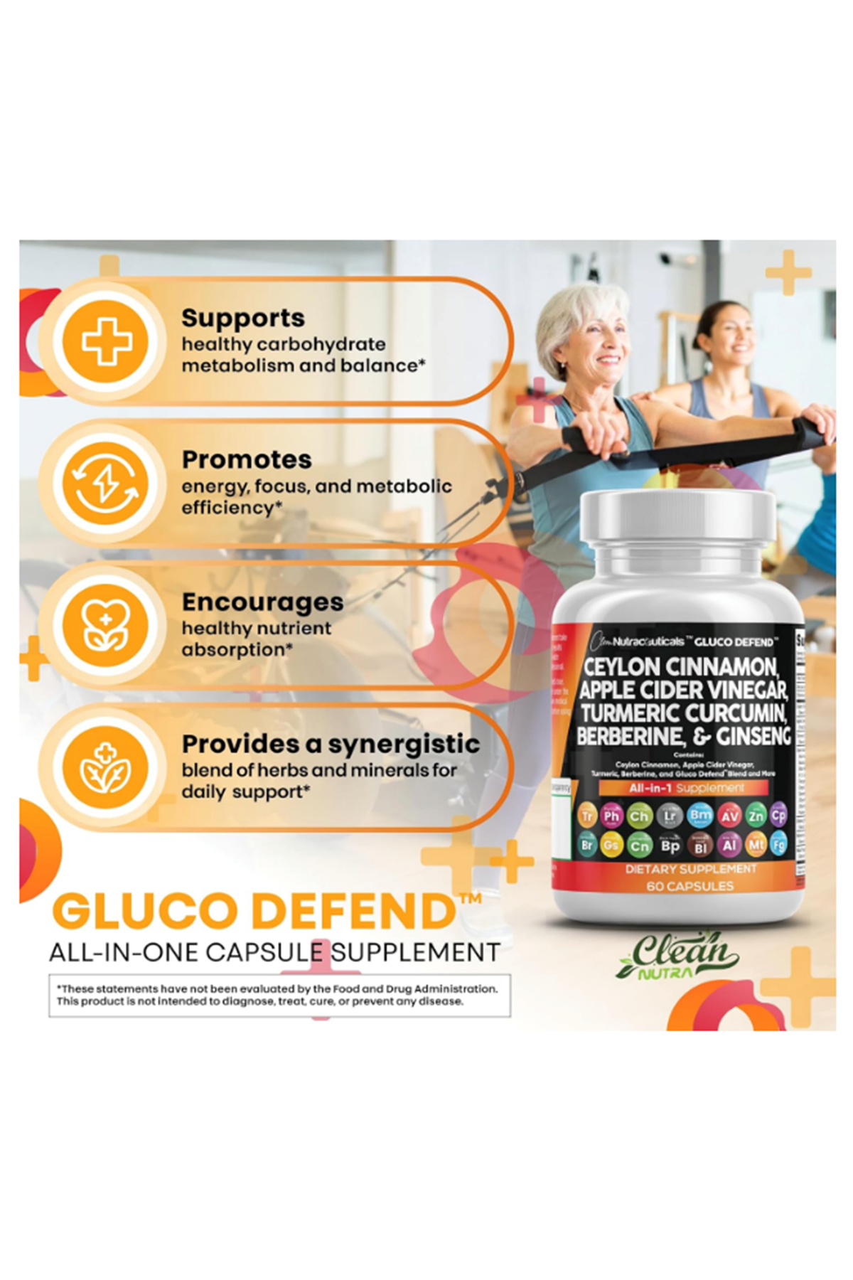 Clean Nutraceuticals Ceylon Cinnamon + Berberine Turmeric Fenugreek 60 Capsul.Orj Usa.