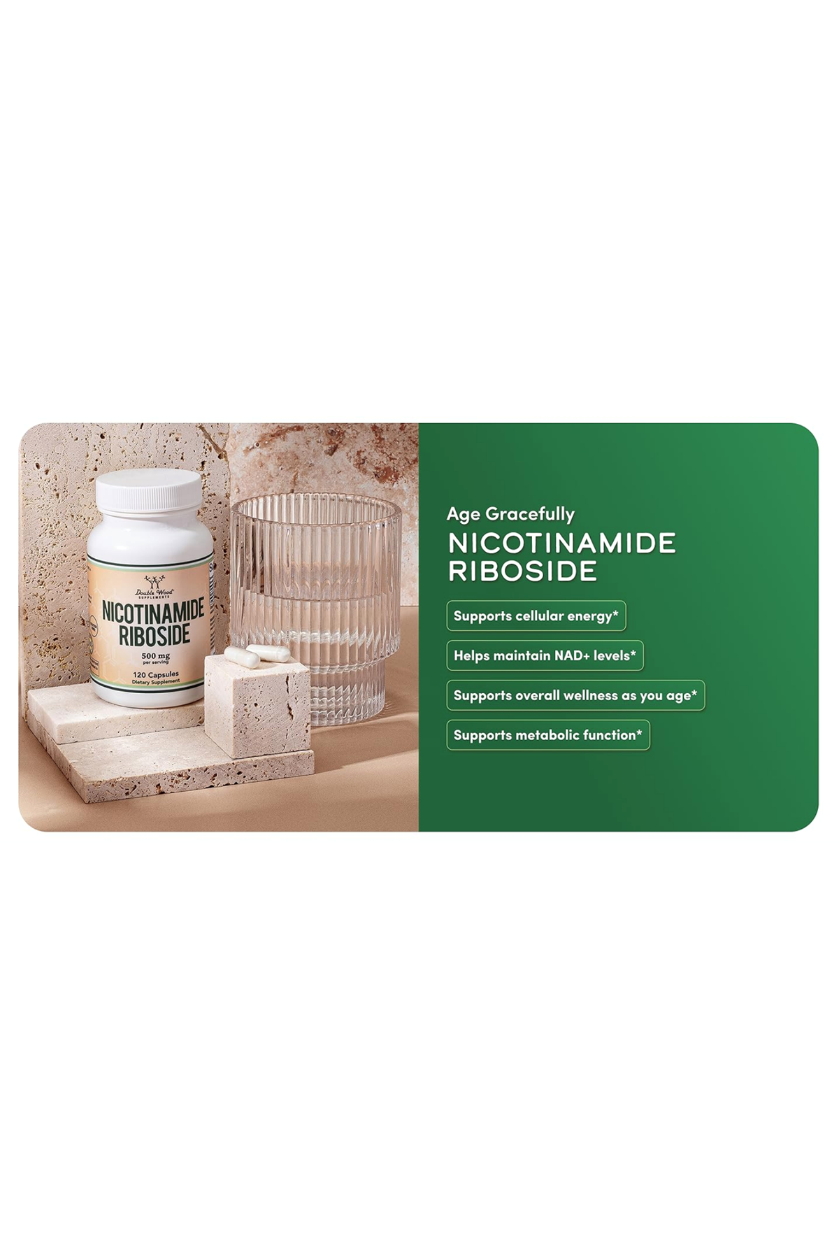 Double Wood (Özelsporcugıdaların'dan !!) NR NAD+ (Nicotinamide Riboside) Hydrogen Malate 120 Capsul.