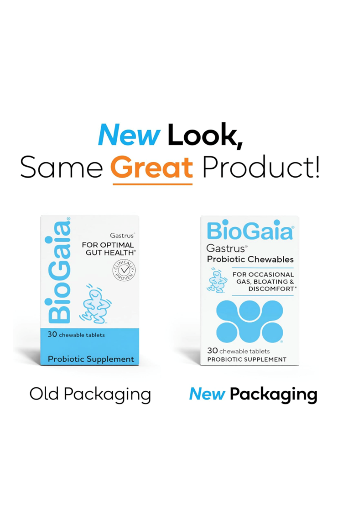 BioGaia, Gastrus® For Optimal Gut Health, Mint and Mandarin, 30 Chewable Tablets.