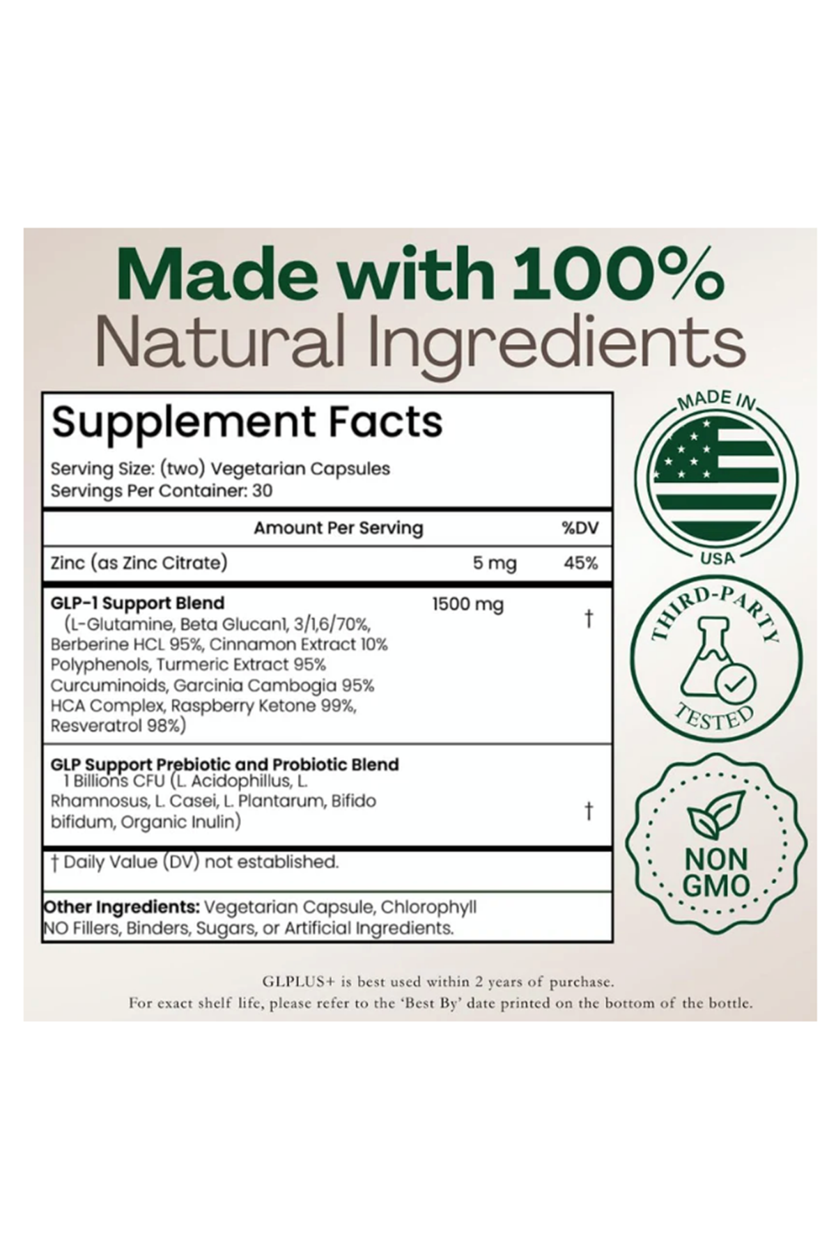 Plus+Ultra GLP-1  Hunger  Metabolism Support  Expert Formulated to Support GLP1  Probiotic and Prebiotic (60 Capsules) Best Seller.