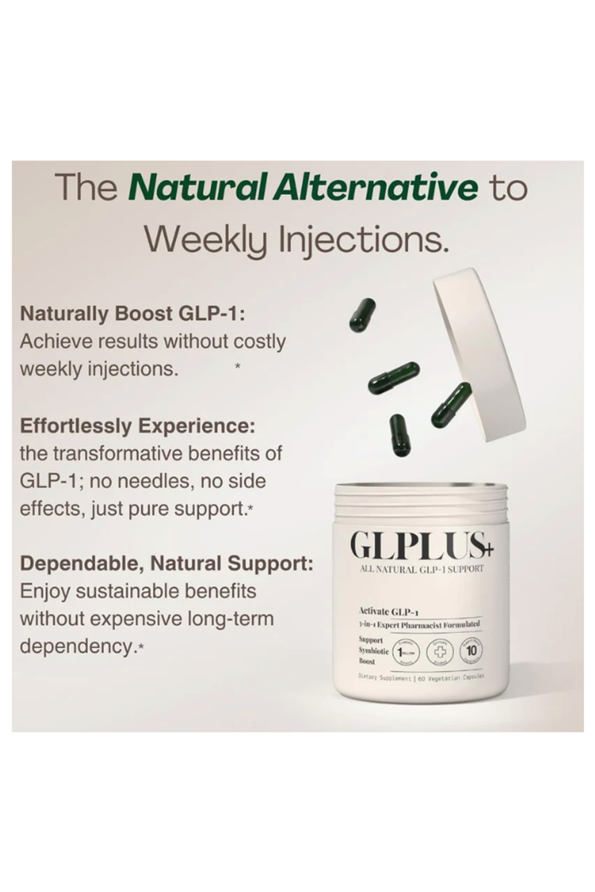 Plus+Ultra GLP-1  Hunger  Metabolism Support  Expert Formulated to Support GLP1  Probiotic and Prebiotic (60 Capsules) Best Seller.